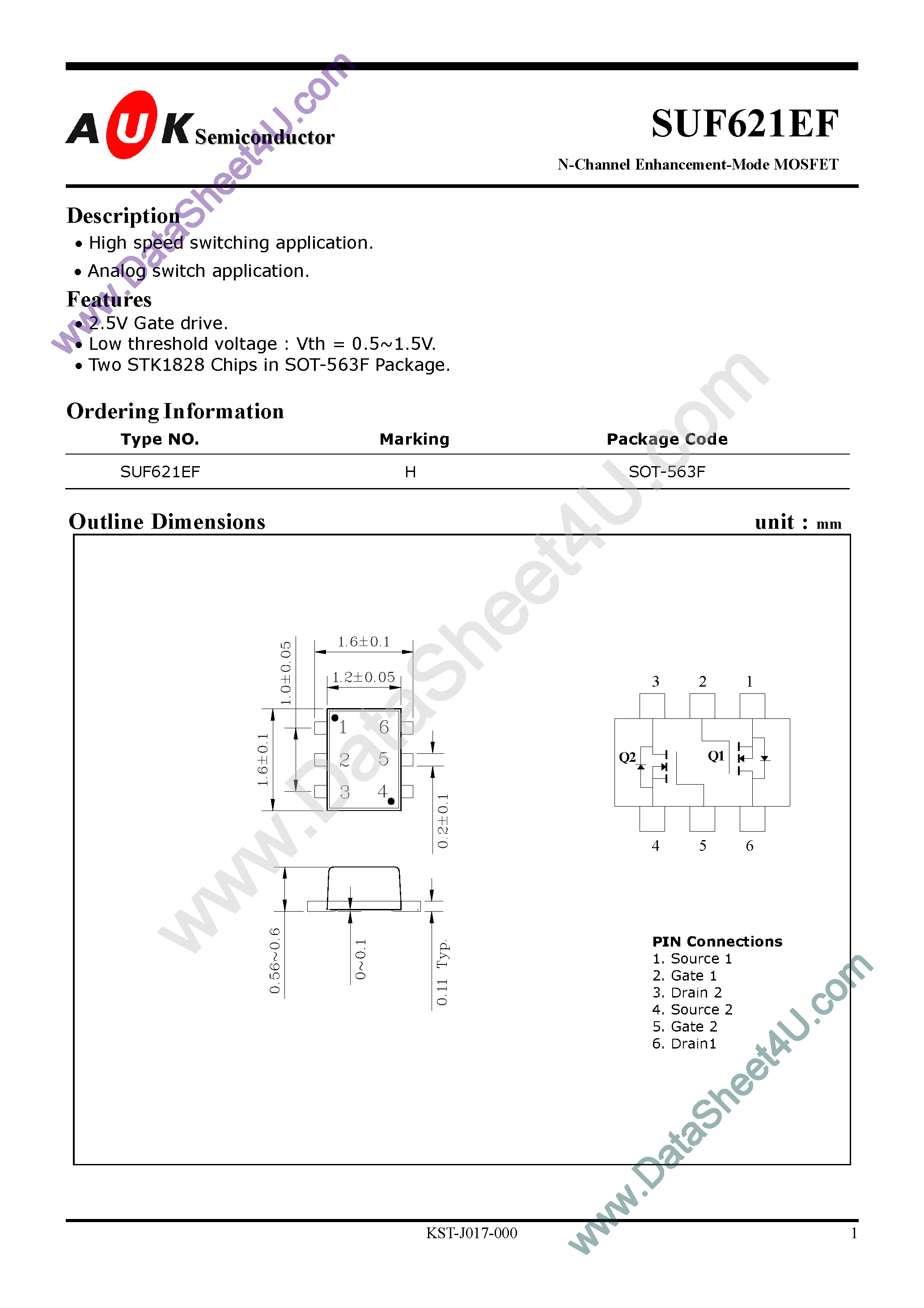 Datasheet SUF621EF - N-Channel Enhancement-Mode MOSFET page 1