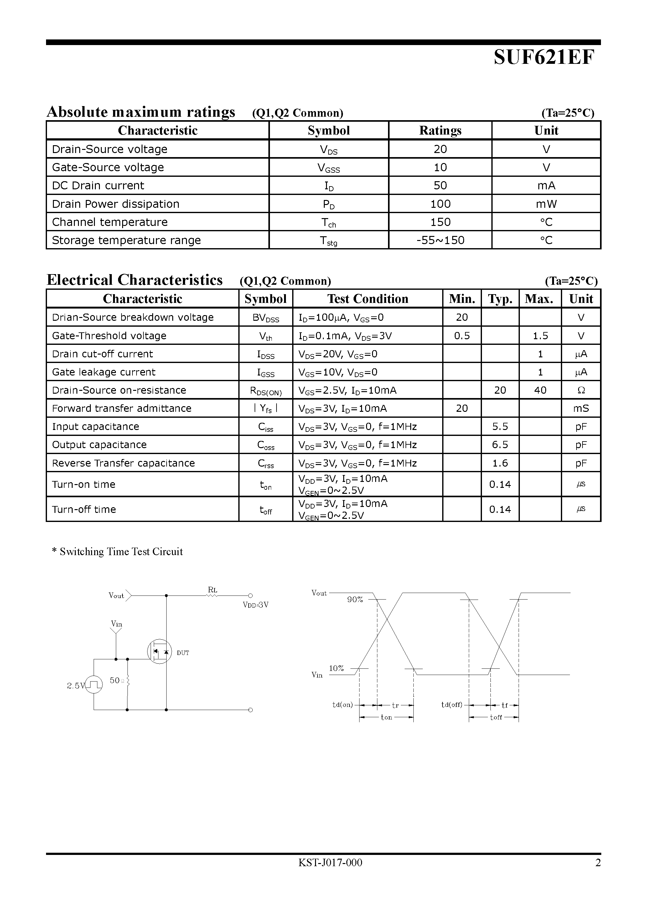 Datasheet SUF621EF - N-Channel Enhancement-Mode MOSFET page 2