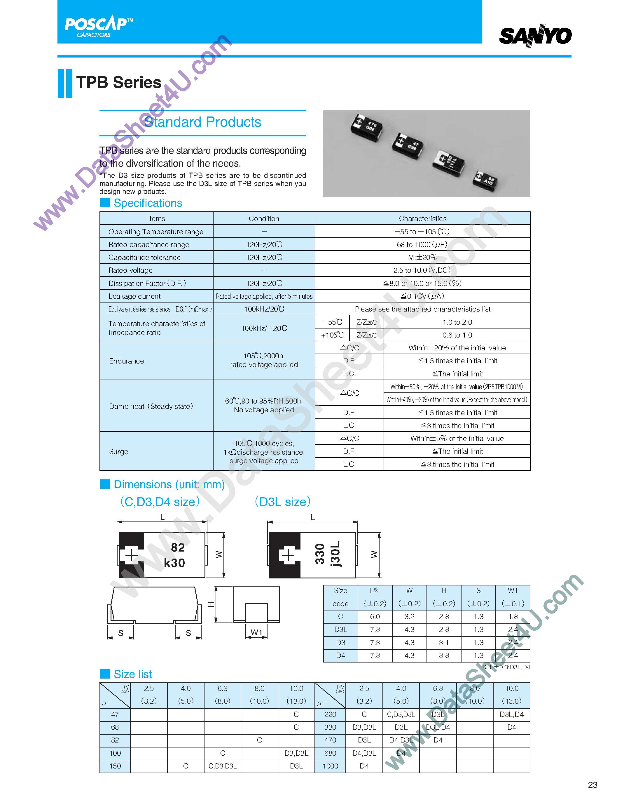 Даташит на микросхему 6TPB100MC страница 1 Даташит 6TPB100MC - (TPB Series) Standard Products страница 1