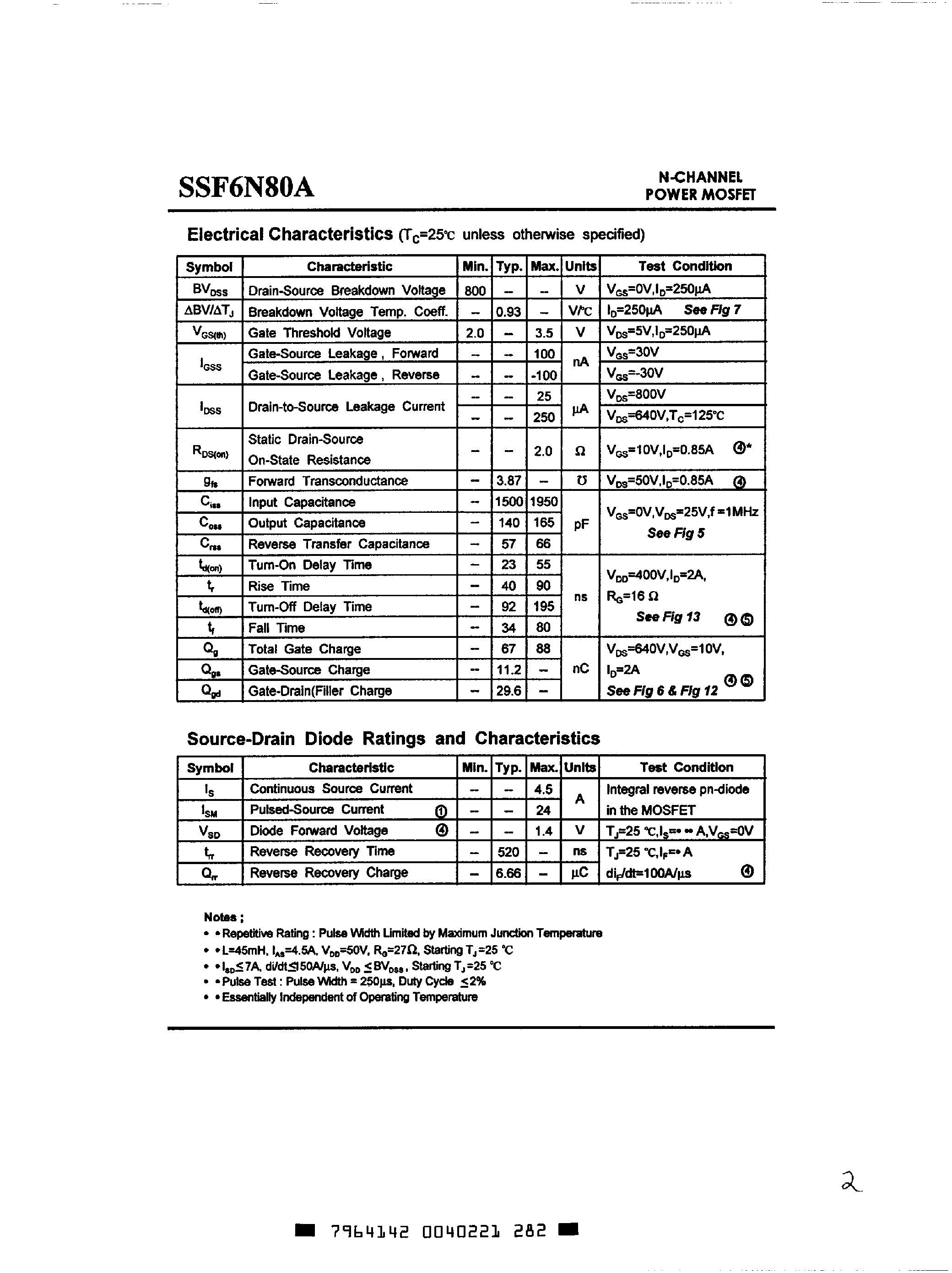 Datasheet SSF6N80A - Advanced Power MOSFET page 2
