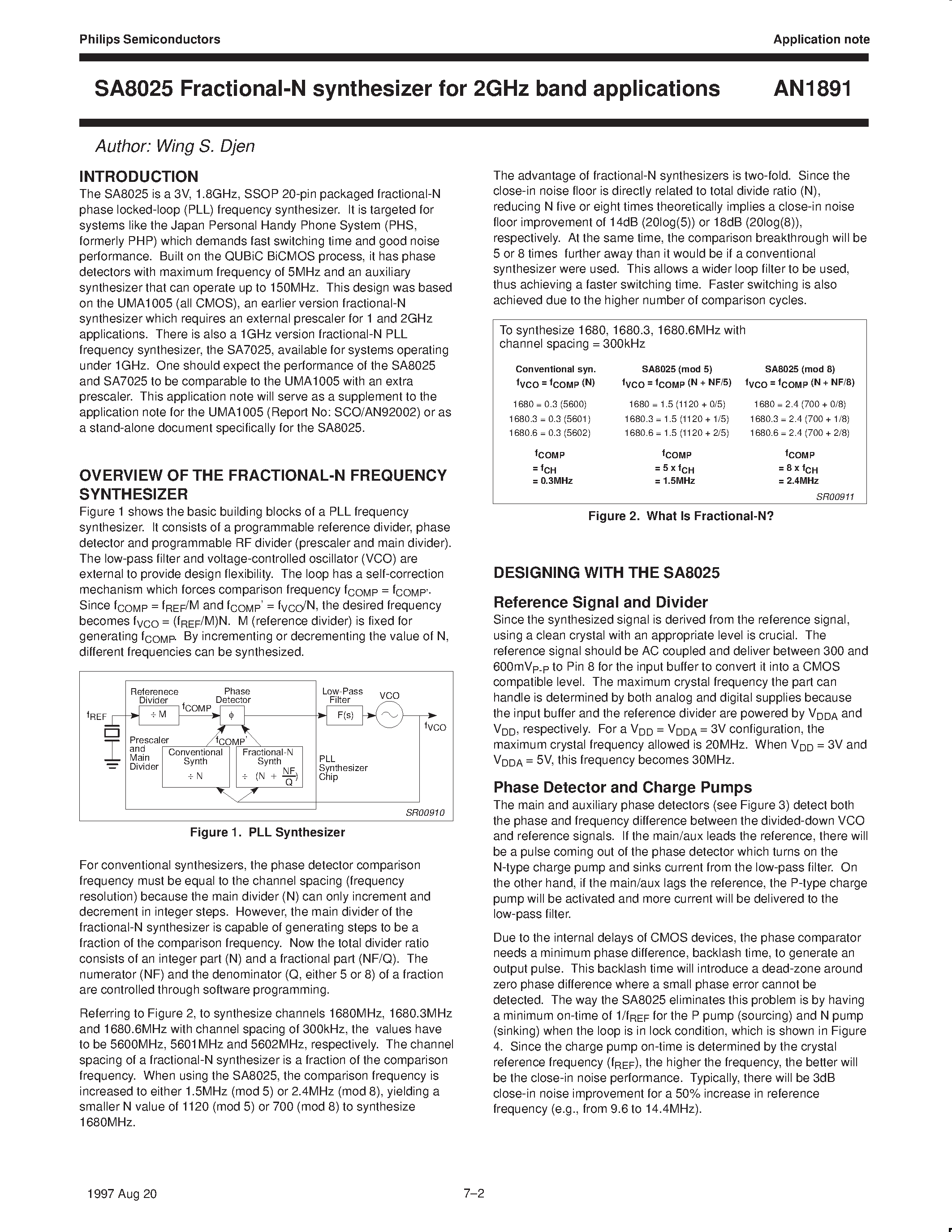 Datasheet AN1891 page 2 Datasheet AN1891 - SA8025 Fractional-N Synthesizer page 2
