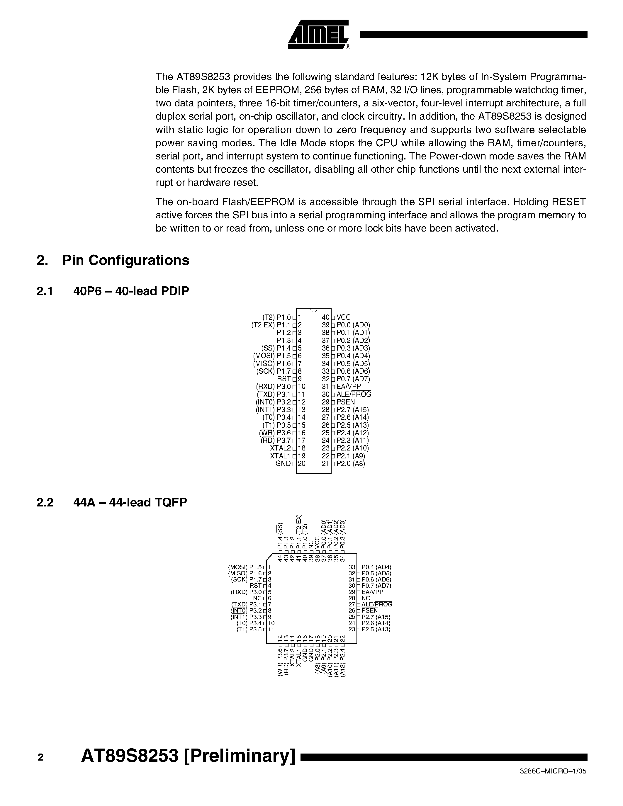 Datasheet 89S8253 - 8-Bit Microcontroller page 2