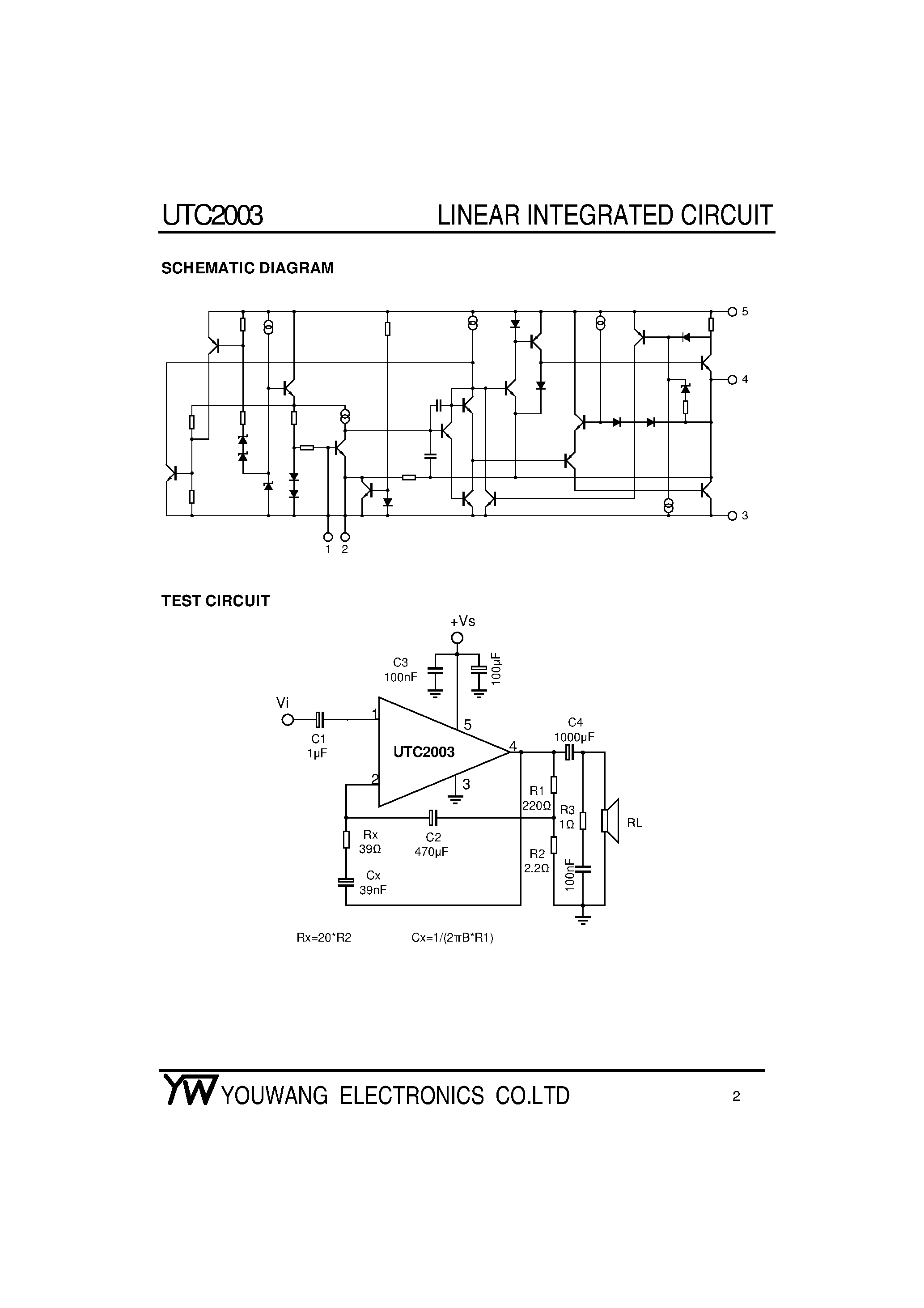 Даташит UTC2003 - 10W Car Radio Audio Amplifier страница 2