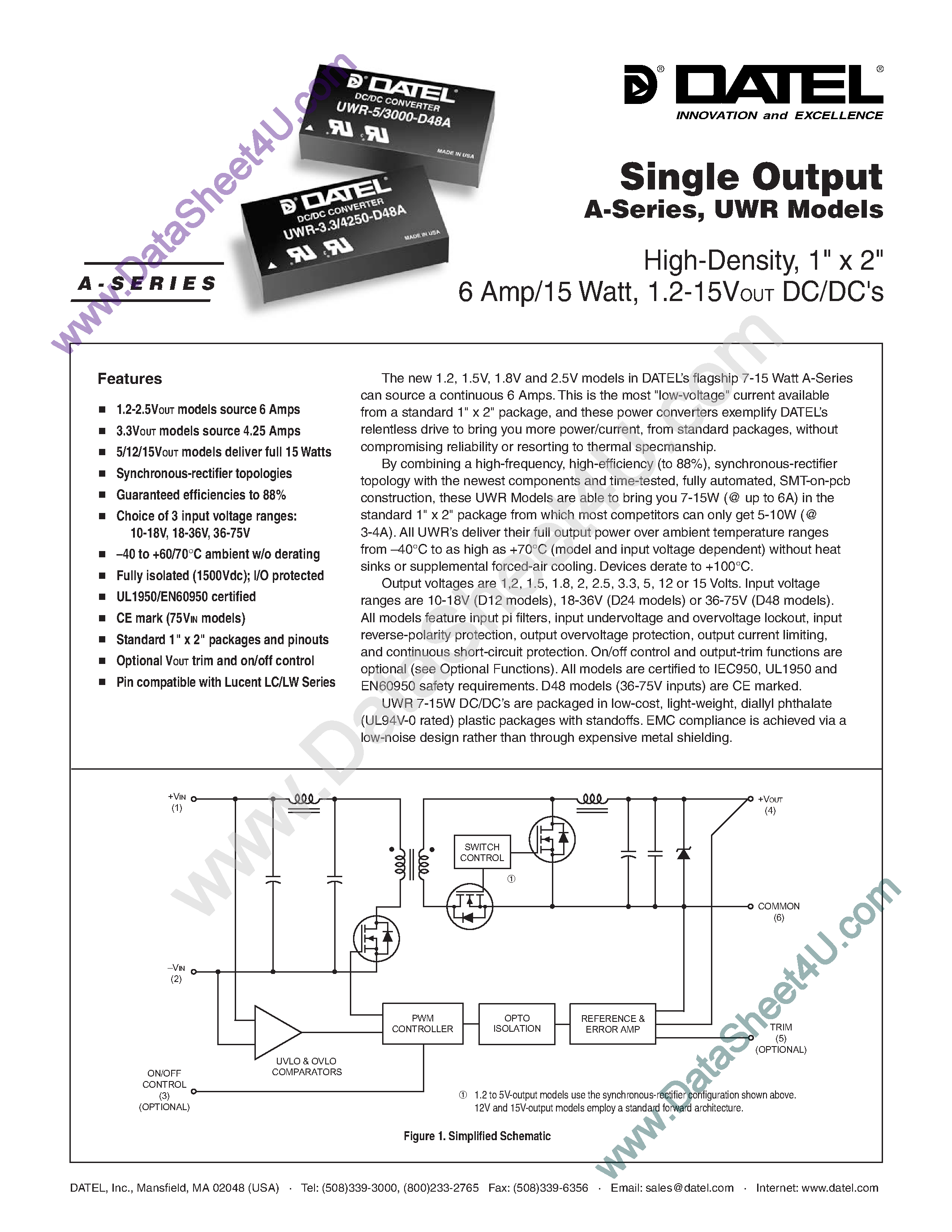Datasheet UWR-1.2/6000-xxx - (UWR-x/xxxx-xxx) DC/DC CONVERTER page 1