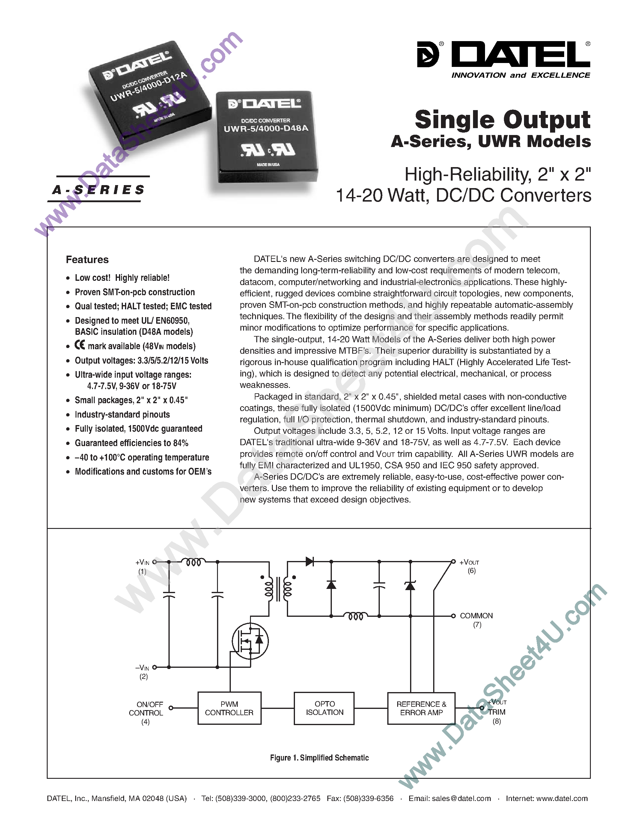 Datasheet UWR-12/1250-xxx - (UWR-x/xxxx-xxx) DC/DC CONVERTER page 1