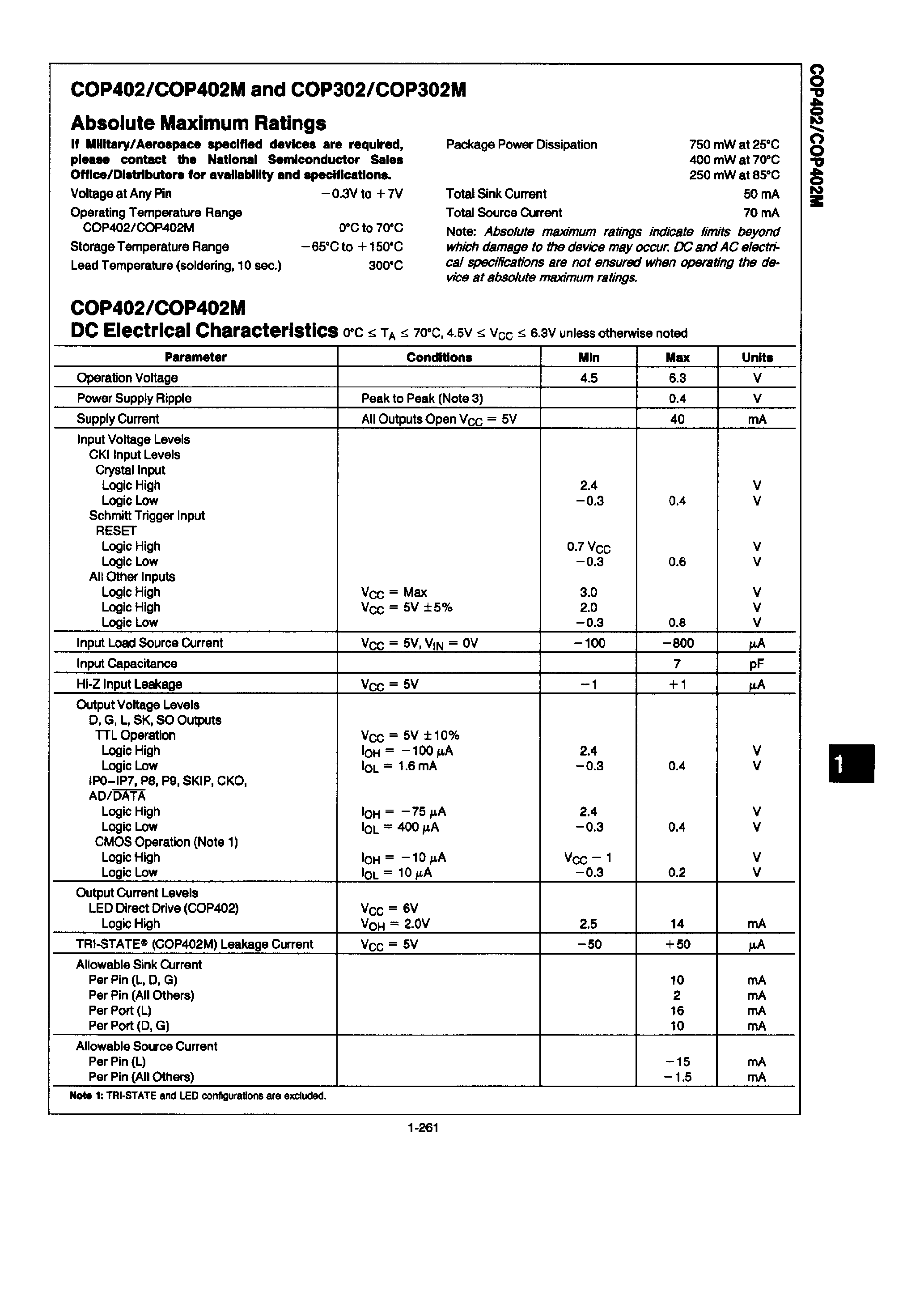 Datasheet COP402 - ROMLESS N-CHANNEL MICROCONTROLLERS page 2