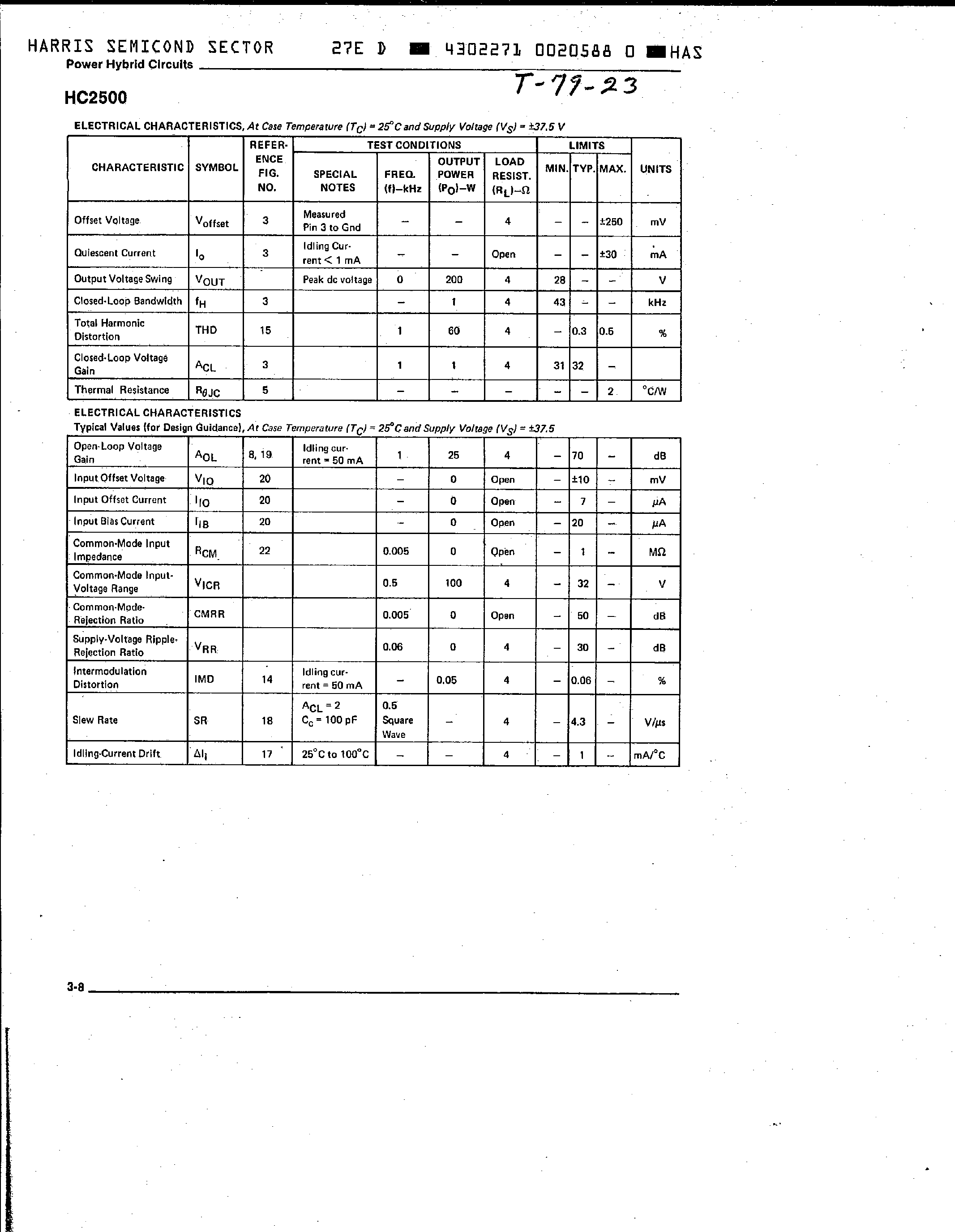 Datasheet HC2500 - Multi Purpose Low Distortion 7-Ampere Operational Amplifier page 2