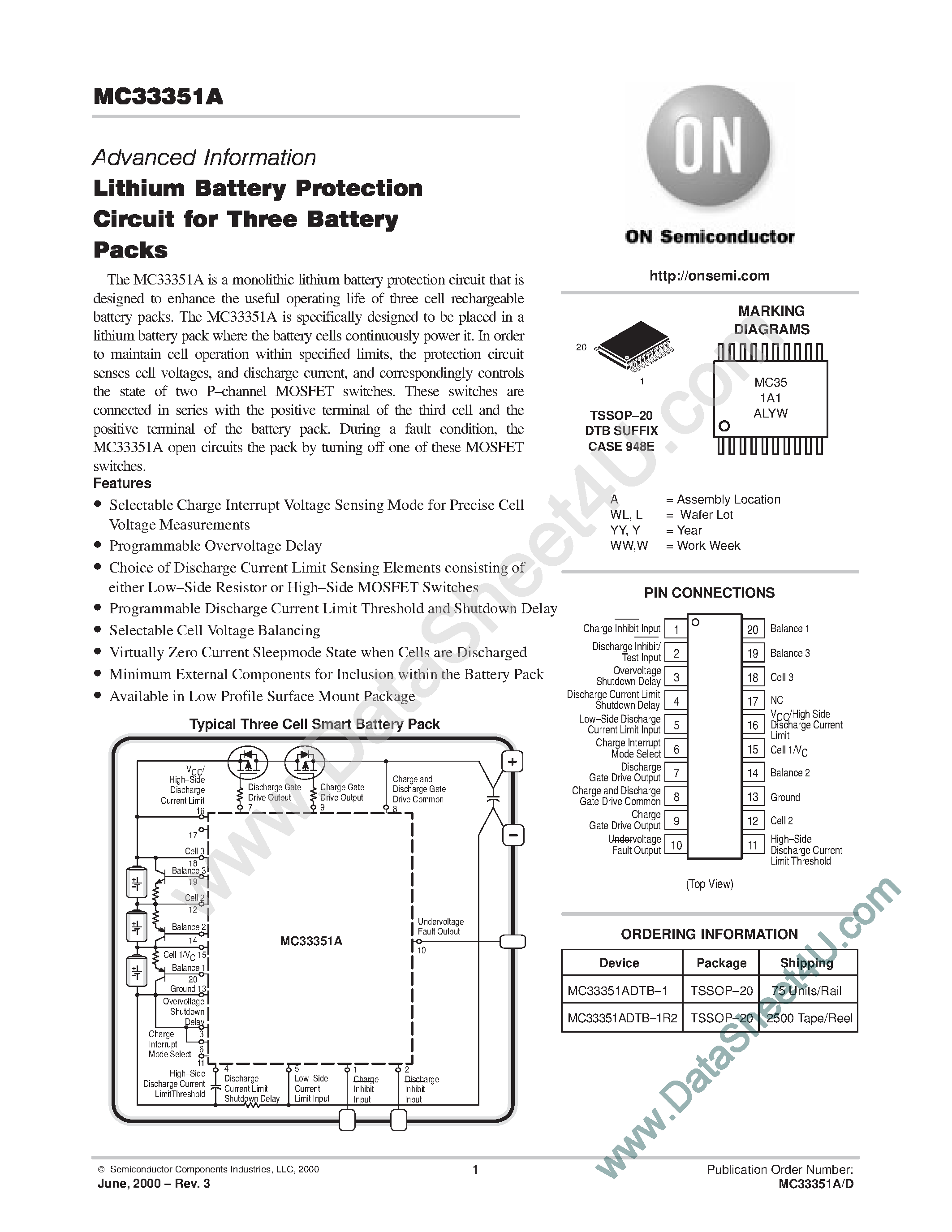 Даташит MC33351A - Lithium Battery Protection Circuit страница 1
