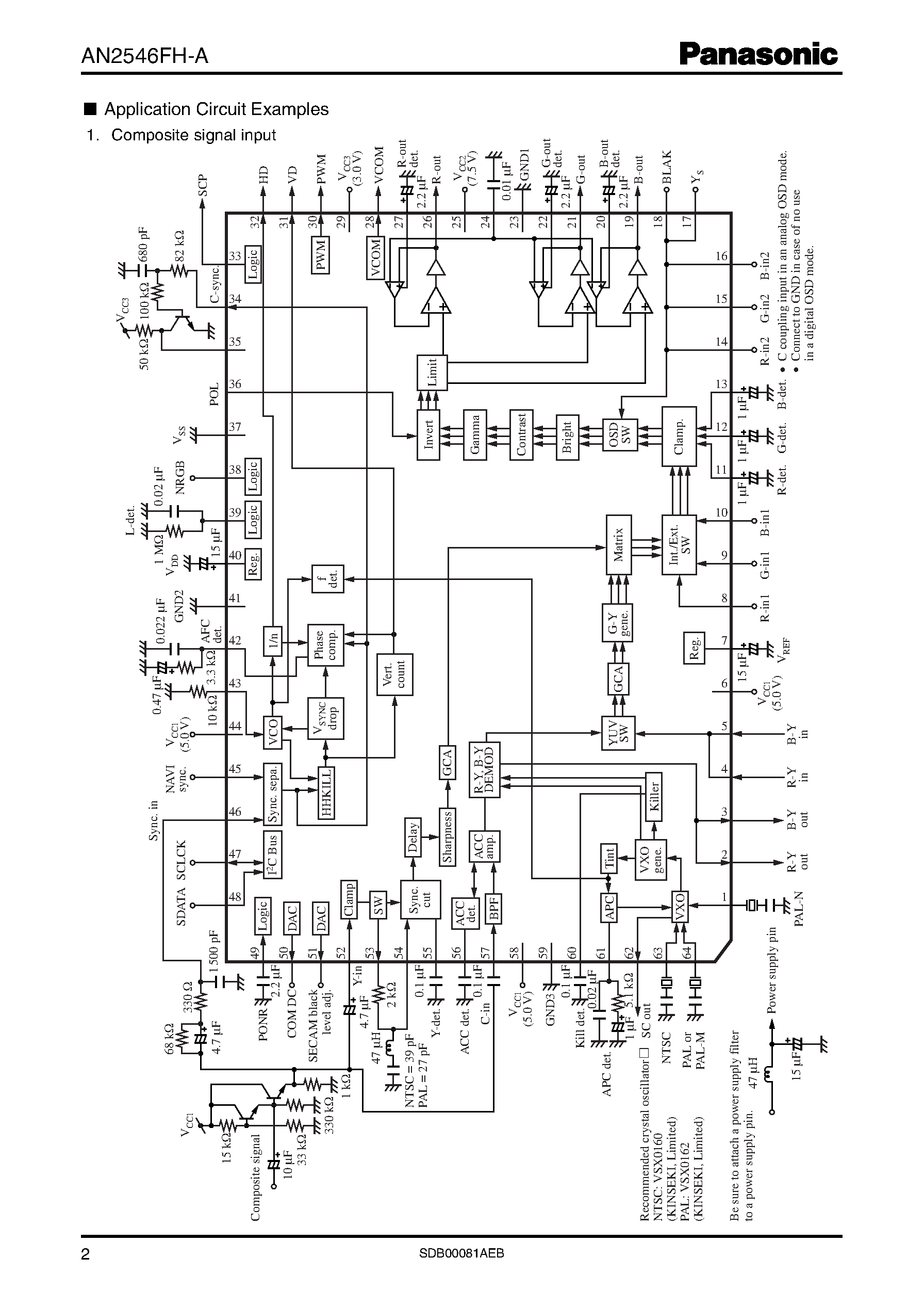 Datasheet AN2546FH-A - Automotive LCD TV signal processor IC page 2