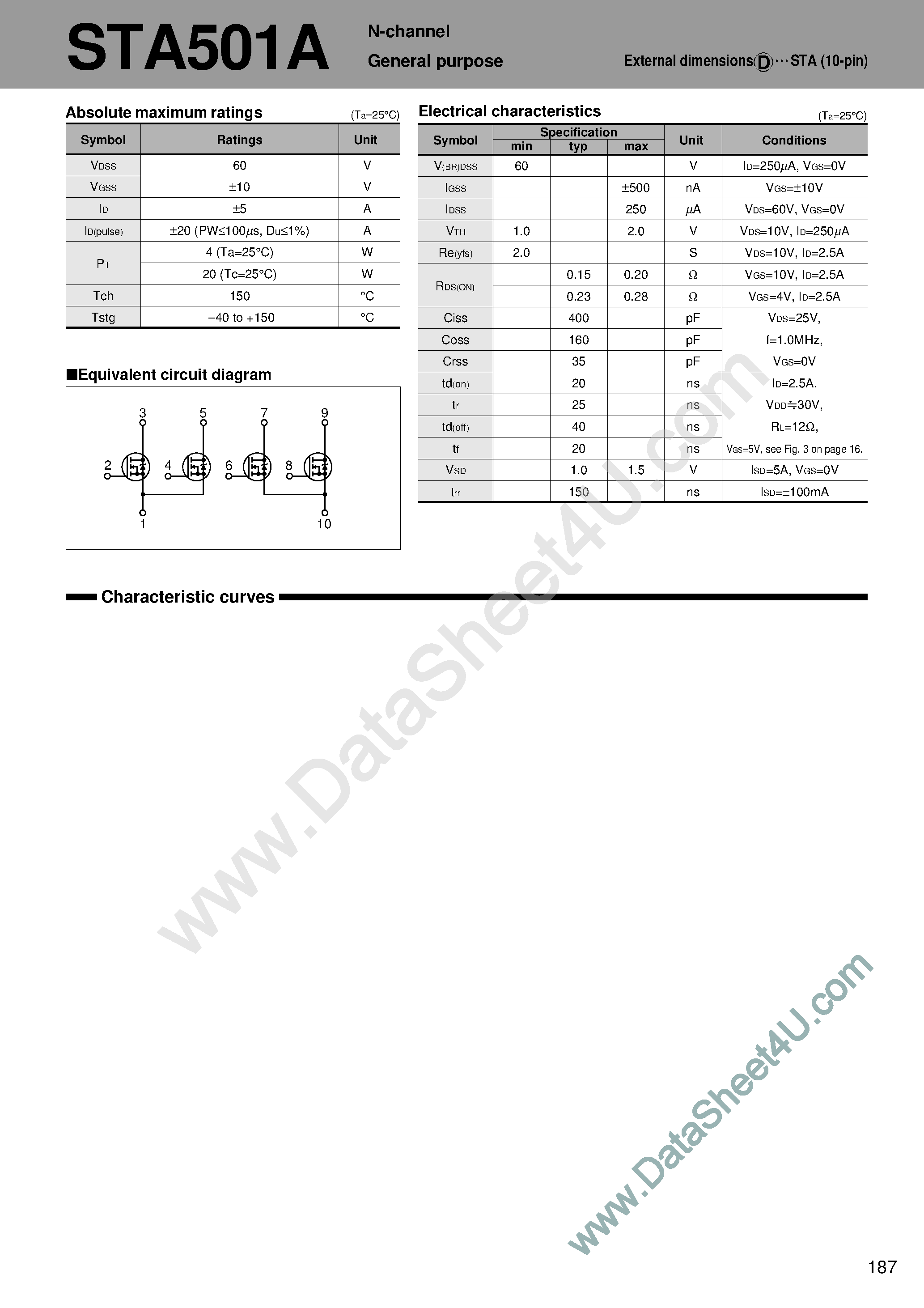 Datasheet STA501A - N-channel General purpose page 1