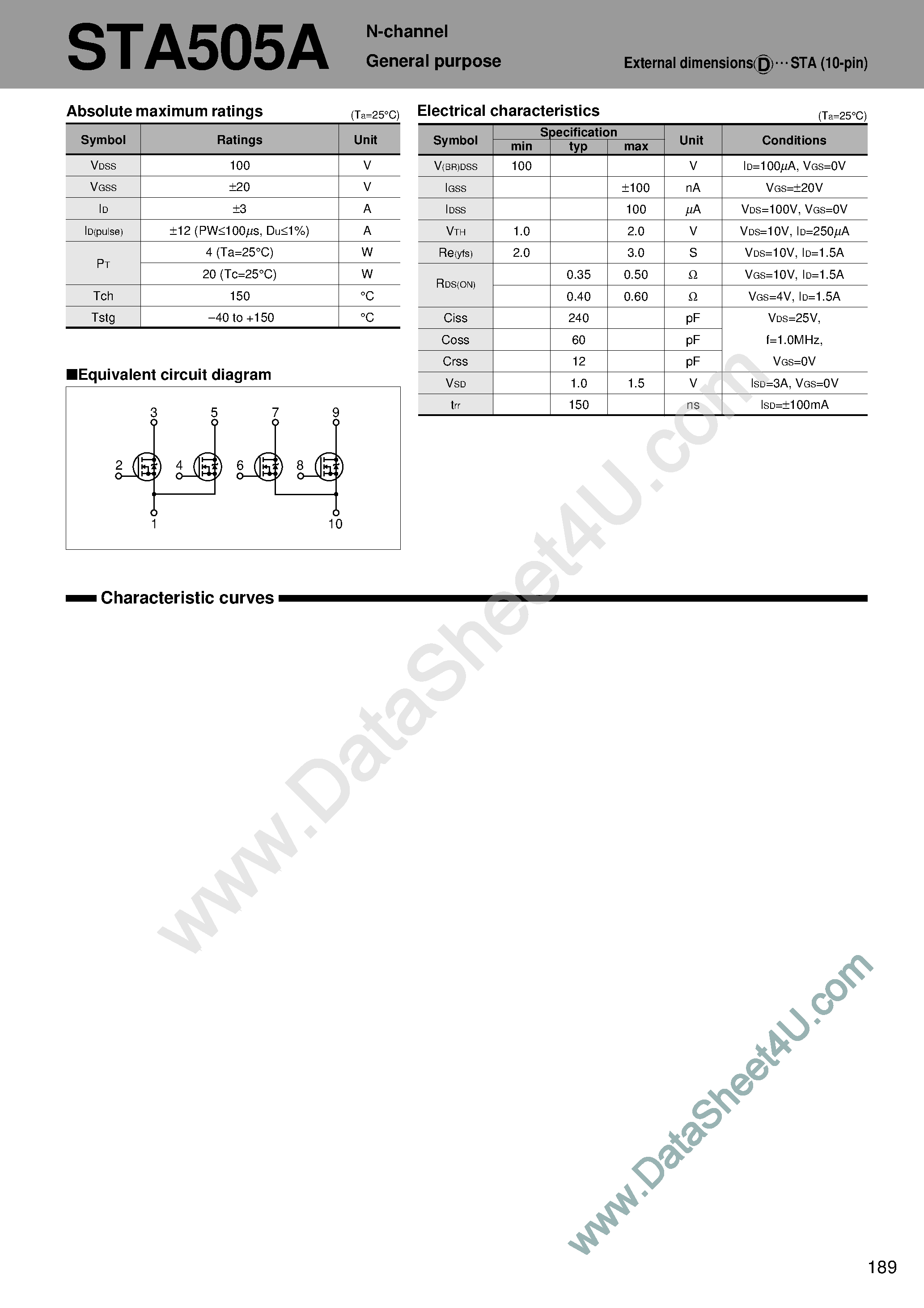 Datasheet STA505A page 1 Datasheet STA505A - N-channel General purpose page 1