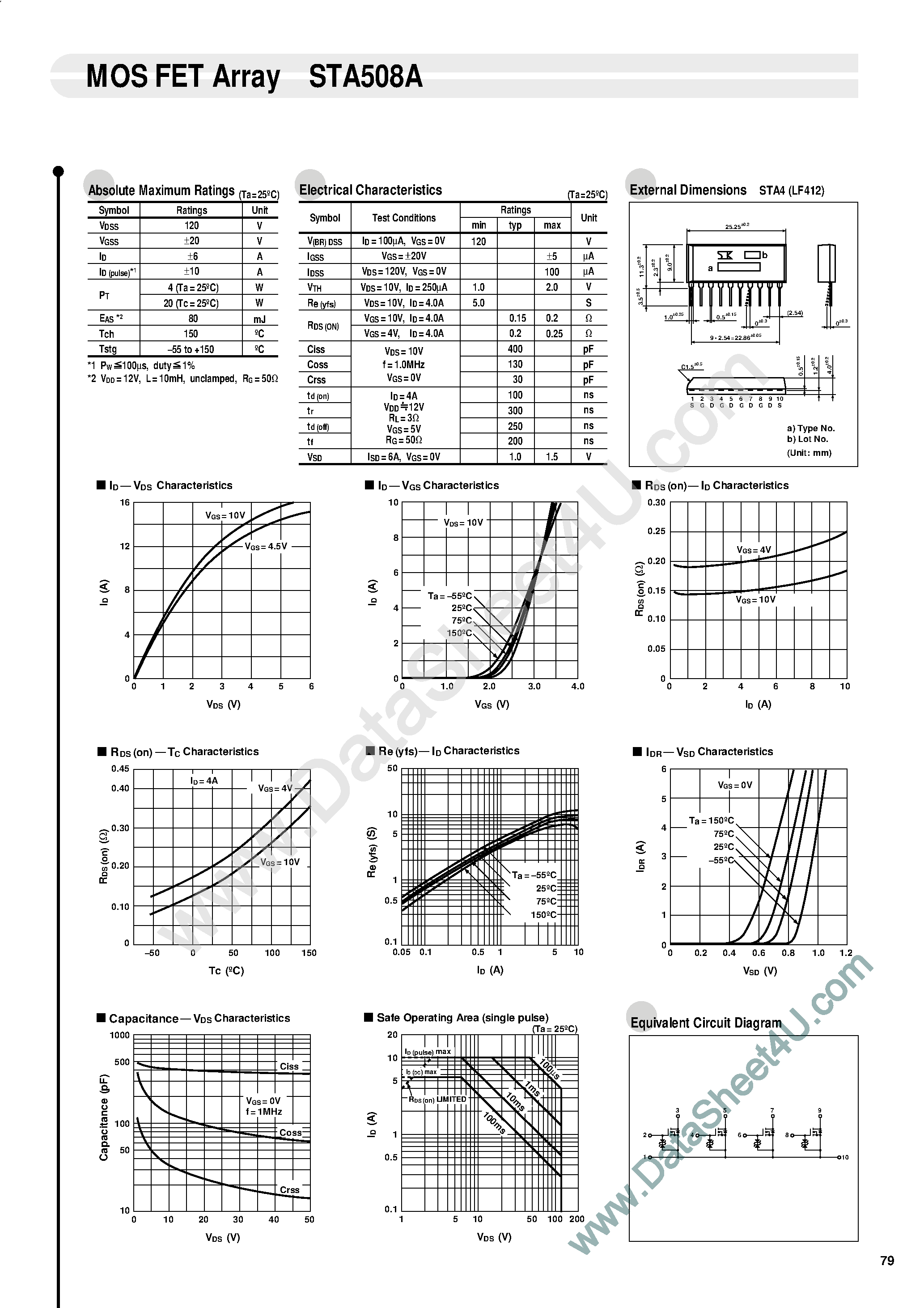 Даташит на микросхему STA508A страница 1 Даташит STA508A - MOS FET Array страница 1