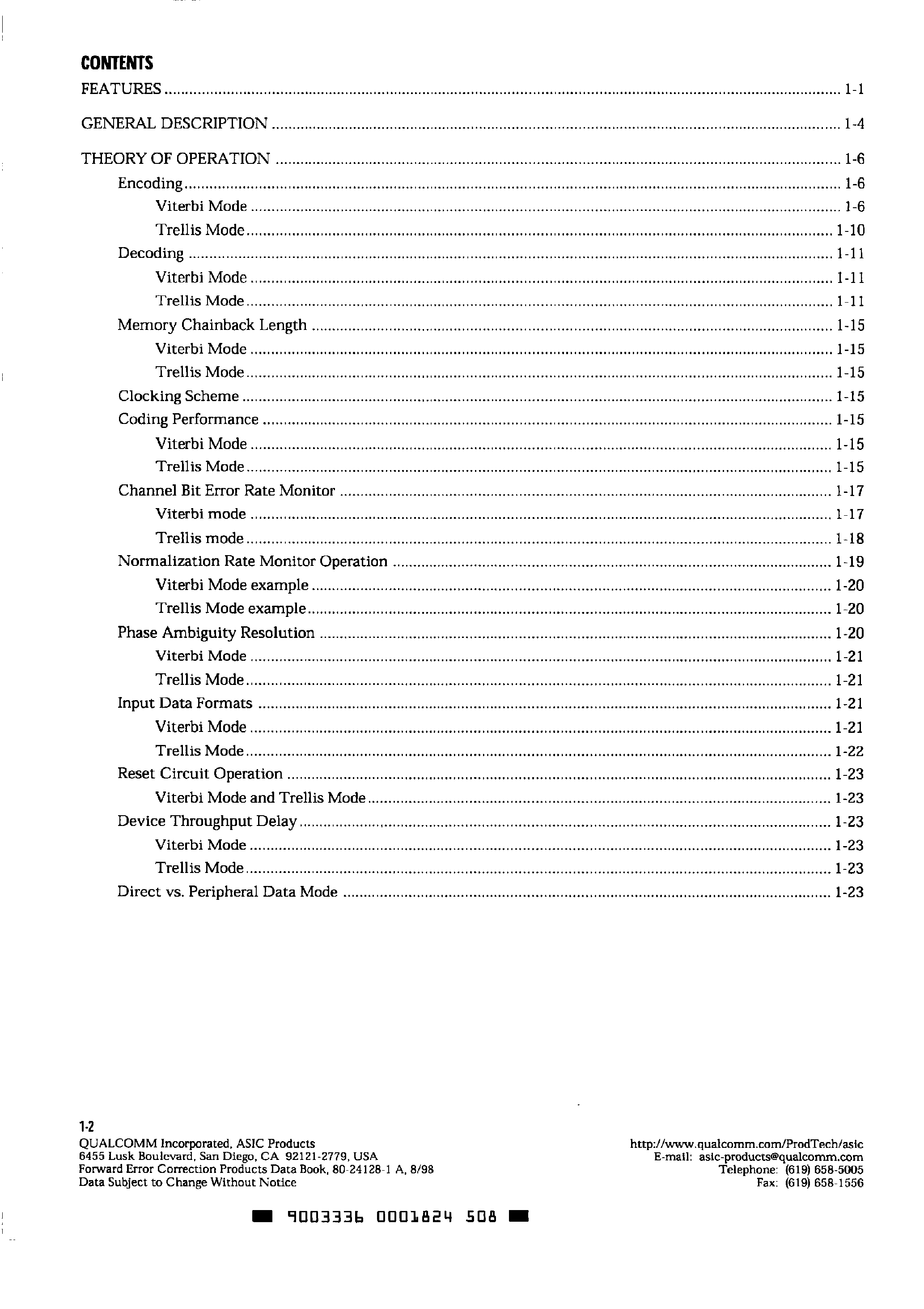 Datasheet Q1900 - Viterbi / Trellis Decoder page 2