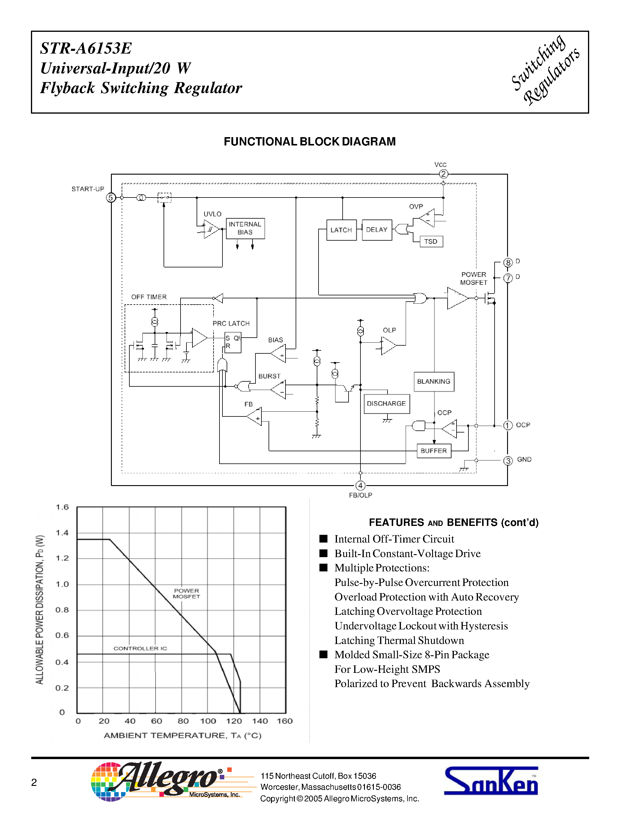 Datasheet STR-A6153E page 2 Datasheet STR-A6153E - Universal Input / 20W Flyback Switching Regulator page 2