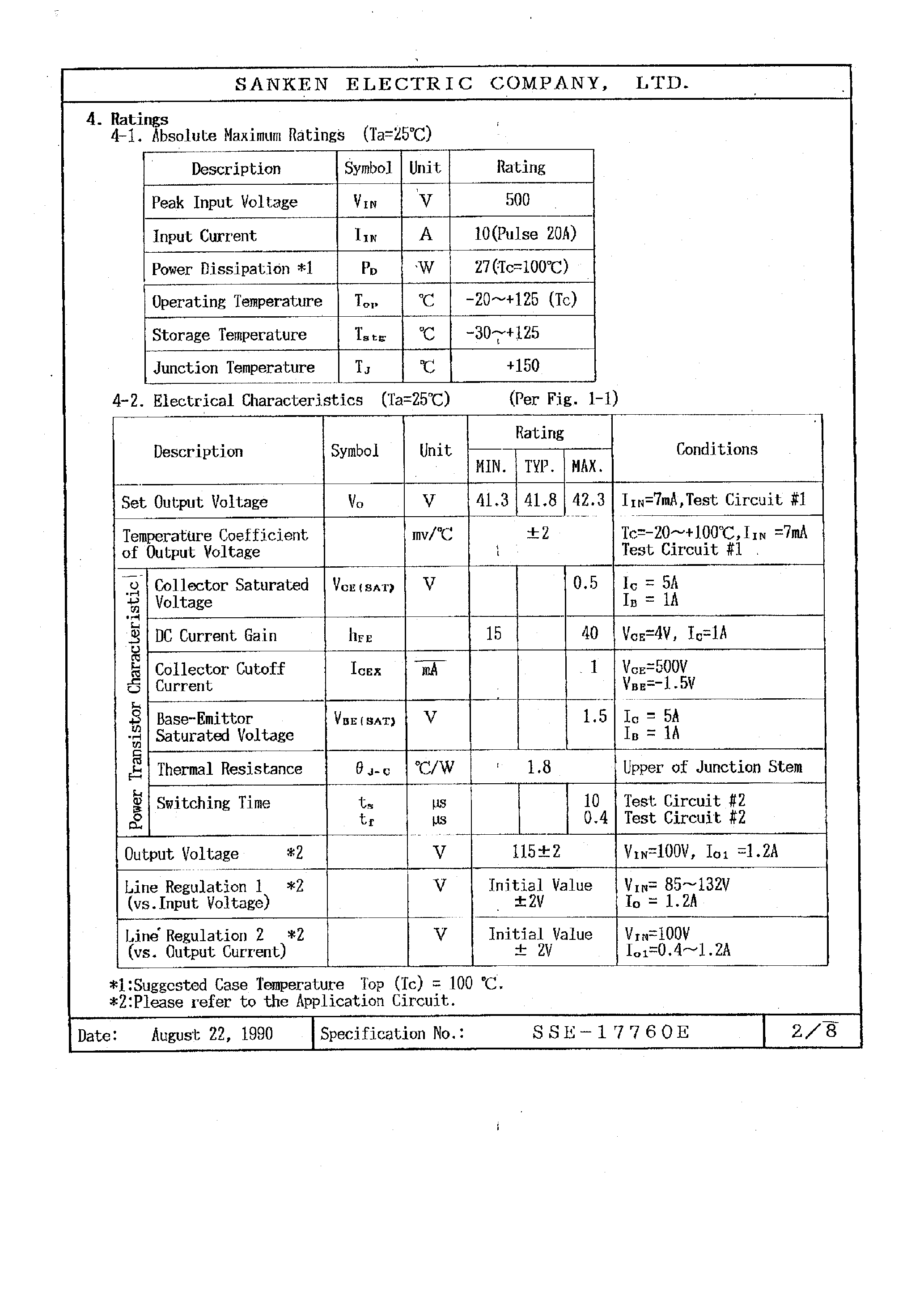 Datasheet STR50041A page 2 Datasheet STR50041A - Switching Regulator page 2