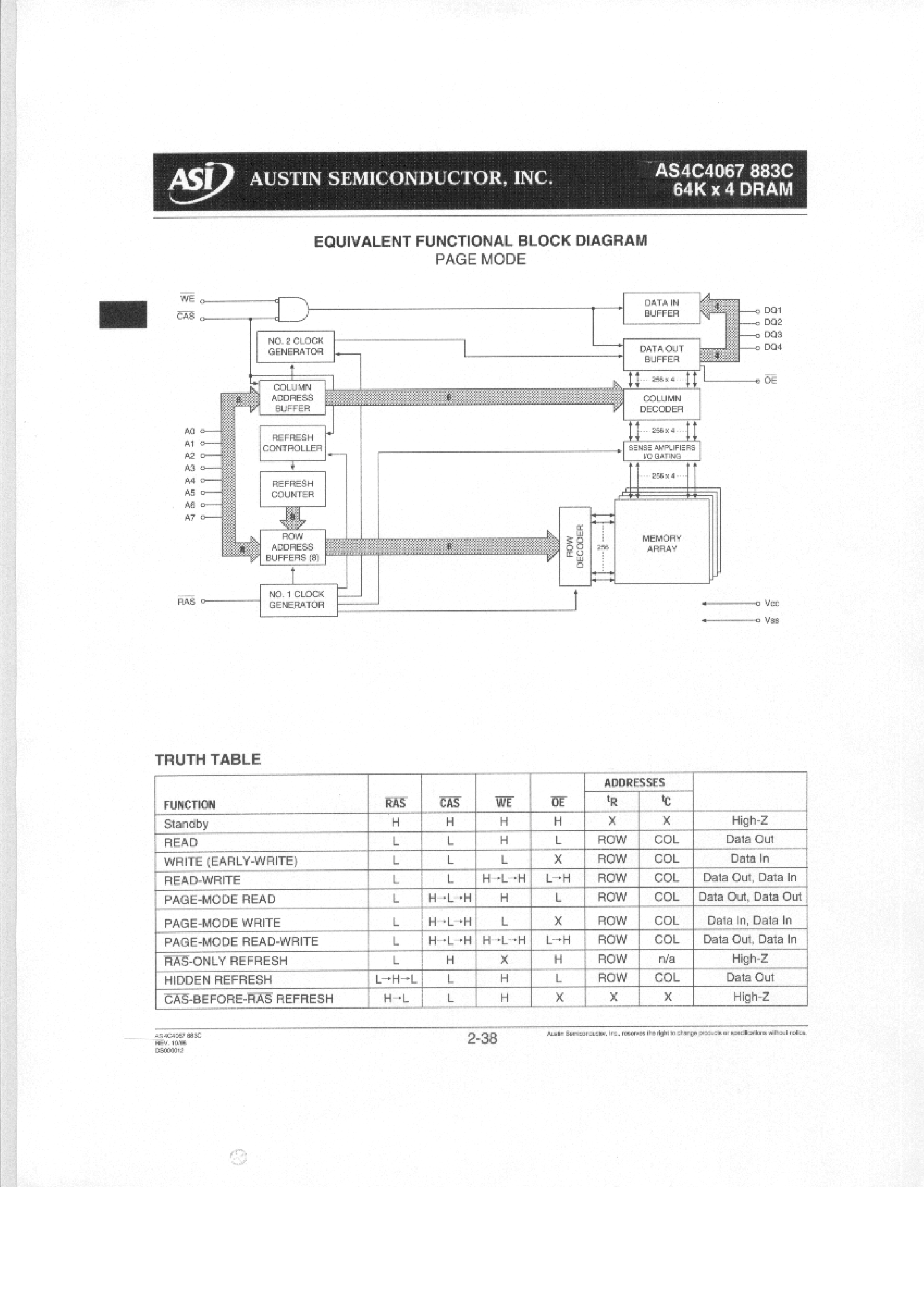 Datasheet AS4C4067 page 2 Datasheet AS4C4067 - 64K x 4 DRAM page 2