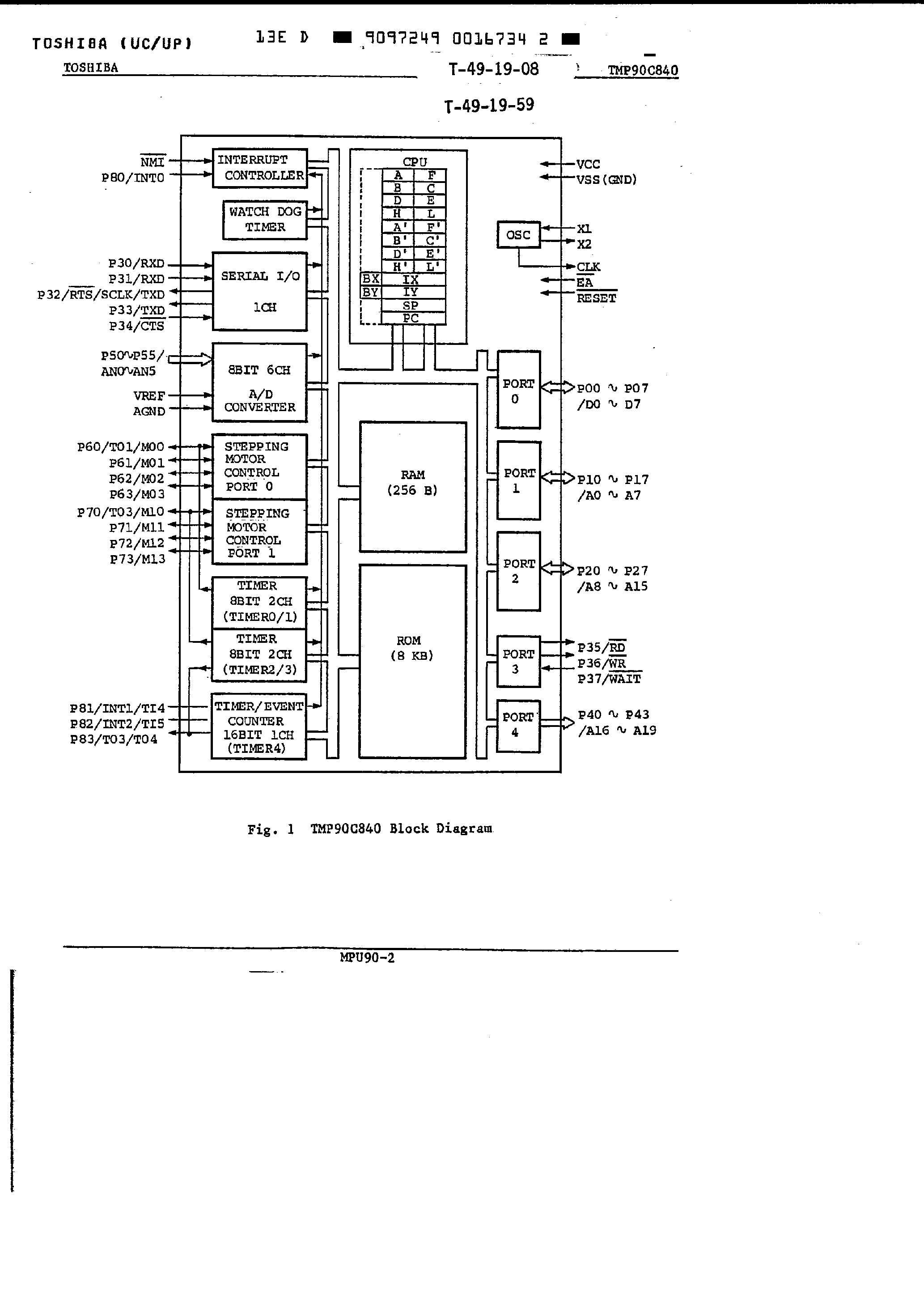 Datasheet TMP90C840F page 2 Datasheet TMP90C840F - (TMP90C840x) CMOS 8-Bit Microcontrollers page 2
