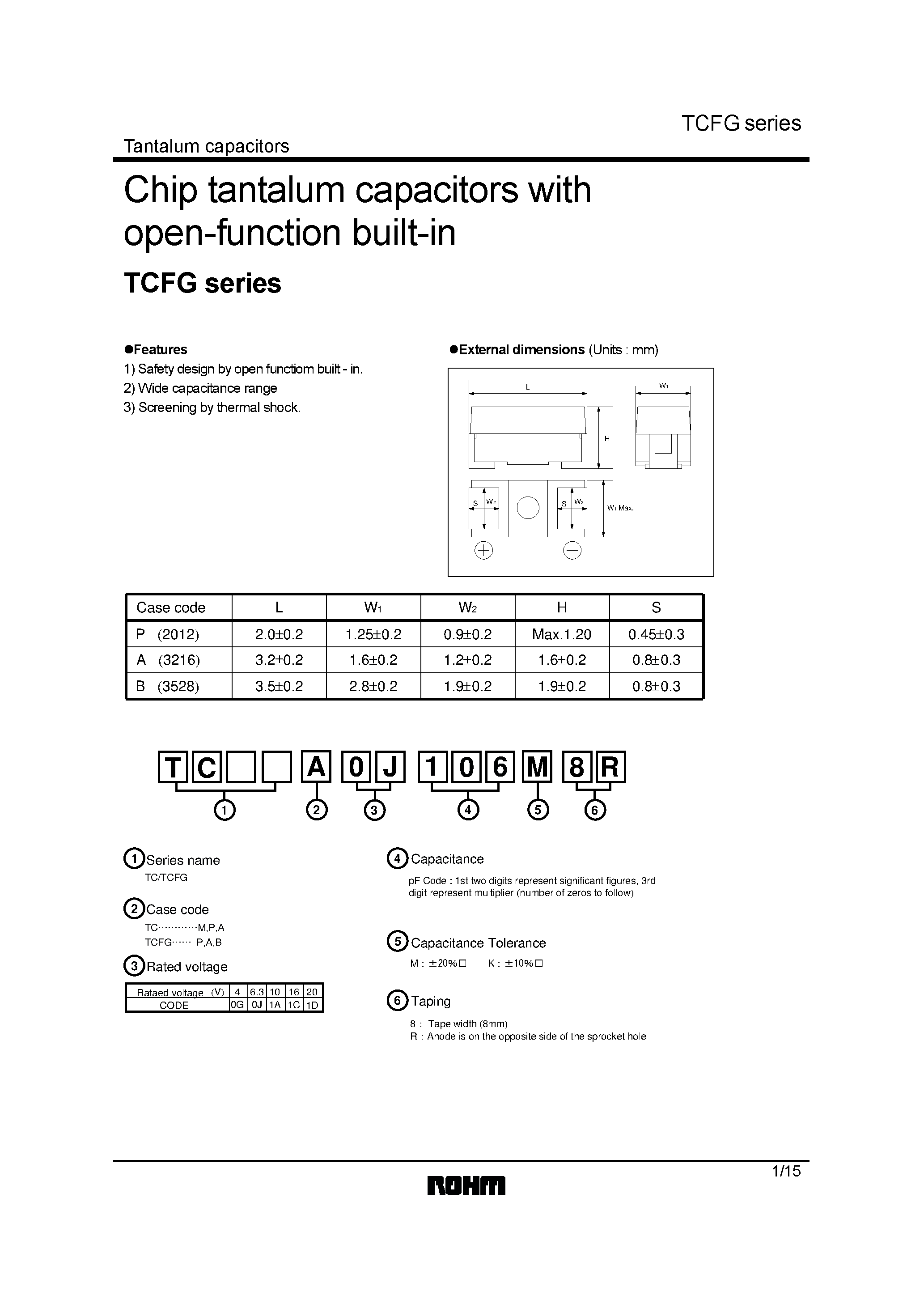 Datasheet TCM0G106K8R - (RCFG Series) Chip tantalum capacitors with open-function built-in page 1