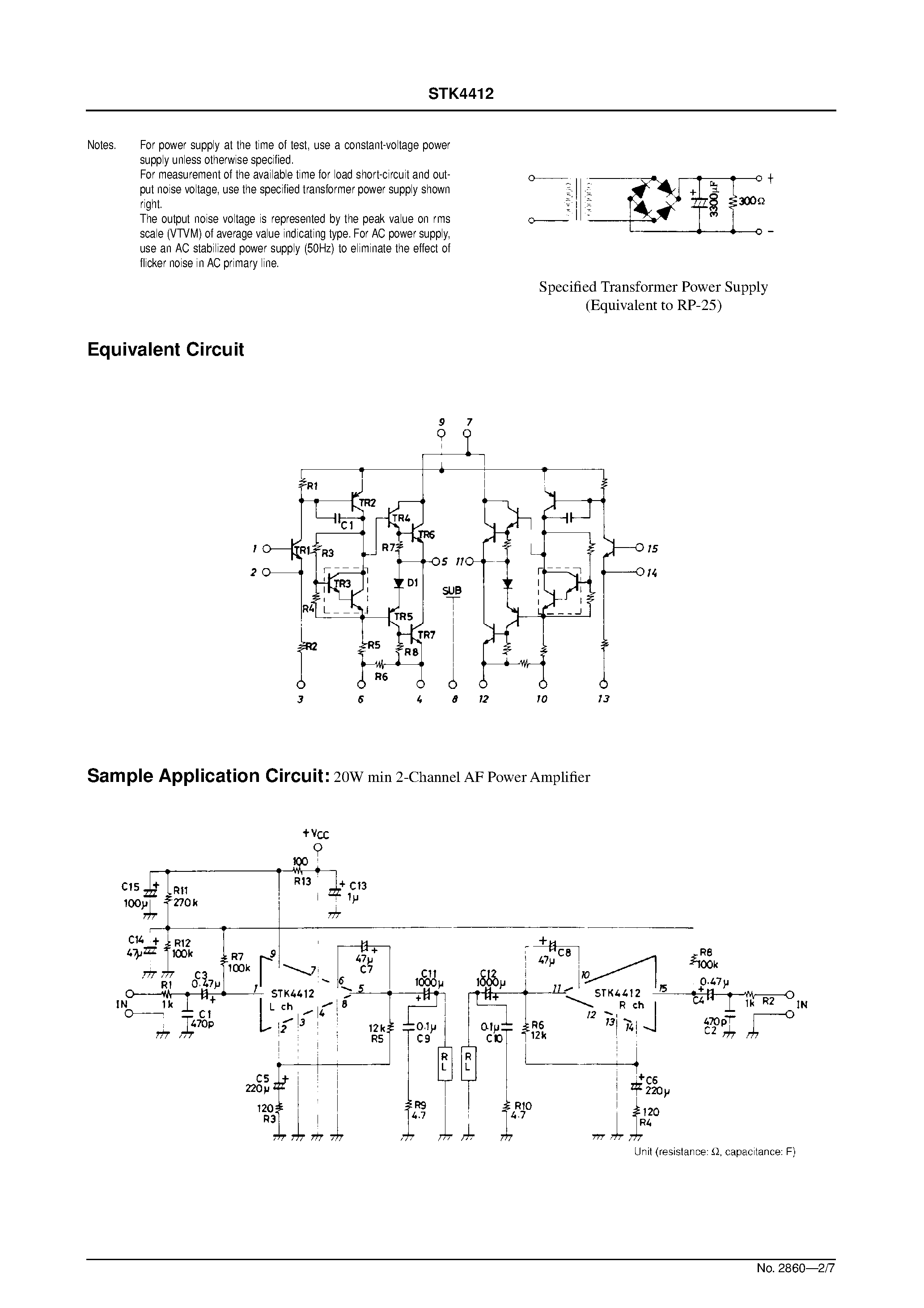 Datasheet STK4412 page 2 Datasheet STK4412 - 2-Channel AF Power Amplifier page 2