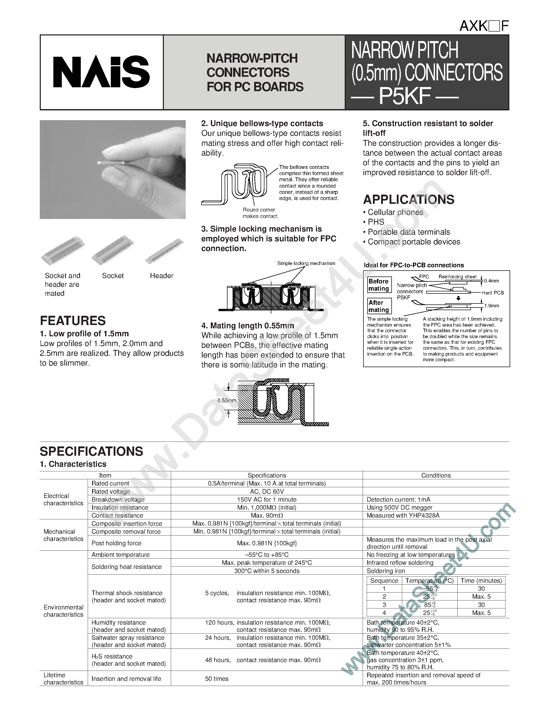 Даташит на микросхему AXK5F10x45 страница 1 Даташит AXK5F10x45 - (AXKxF Series) Narroe Pitch Connectors страница 1