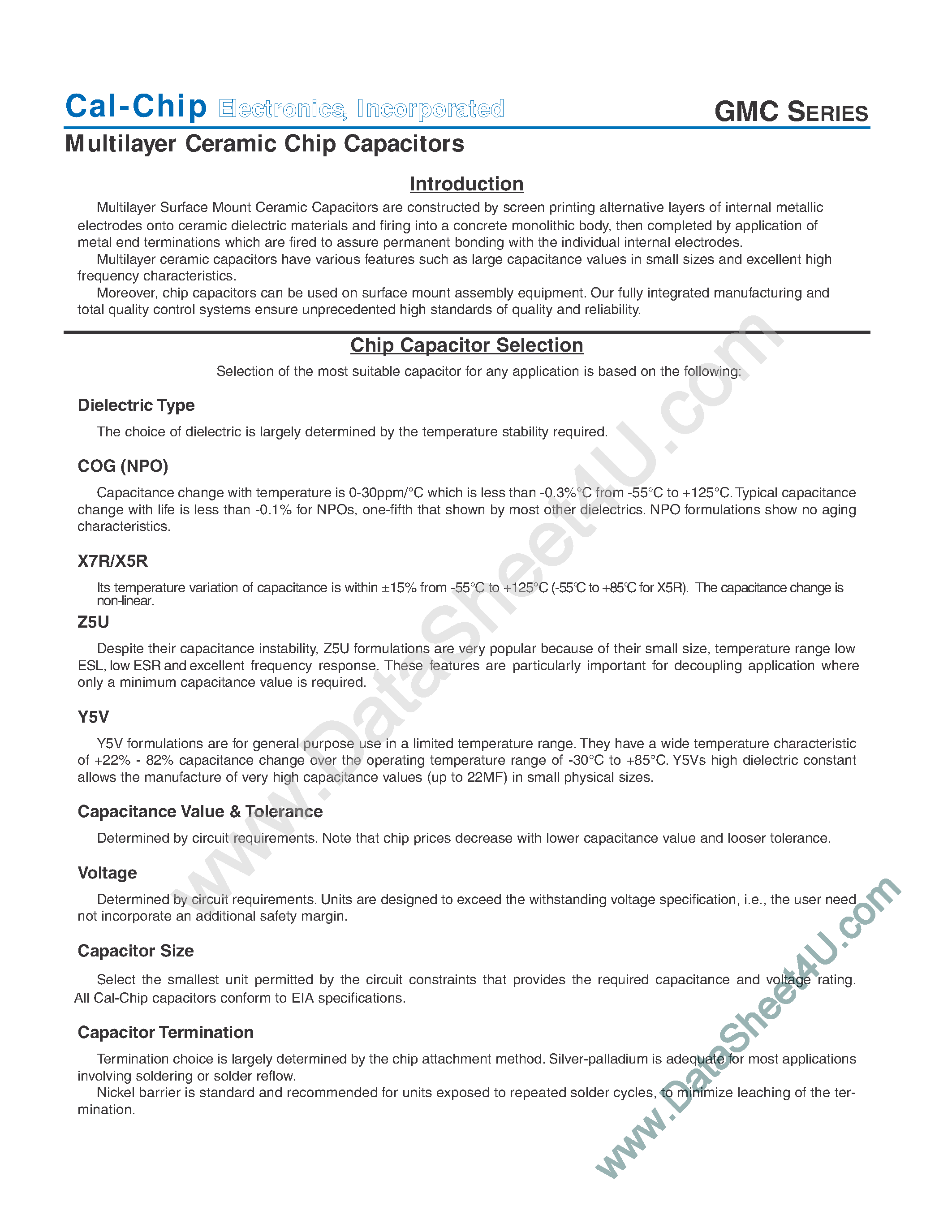 Datasheet GMC02xxxx - (GMC Series) Multilayer Ceramic Chip Capacitors page 1