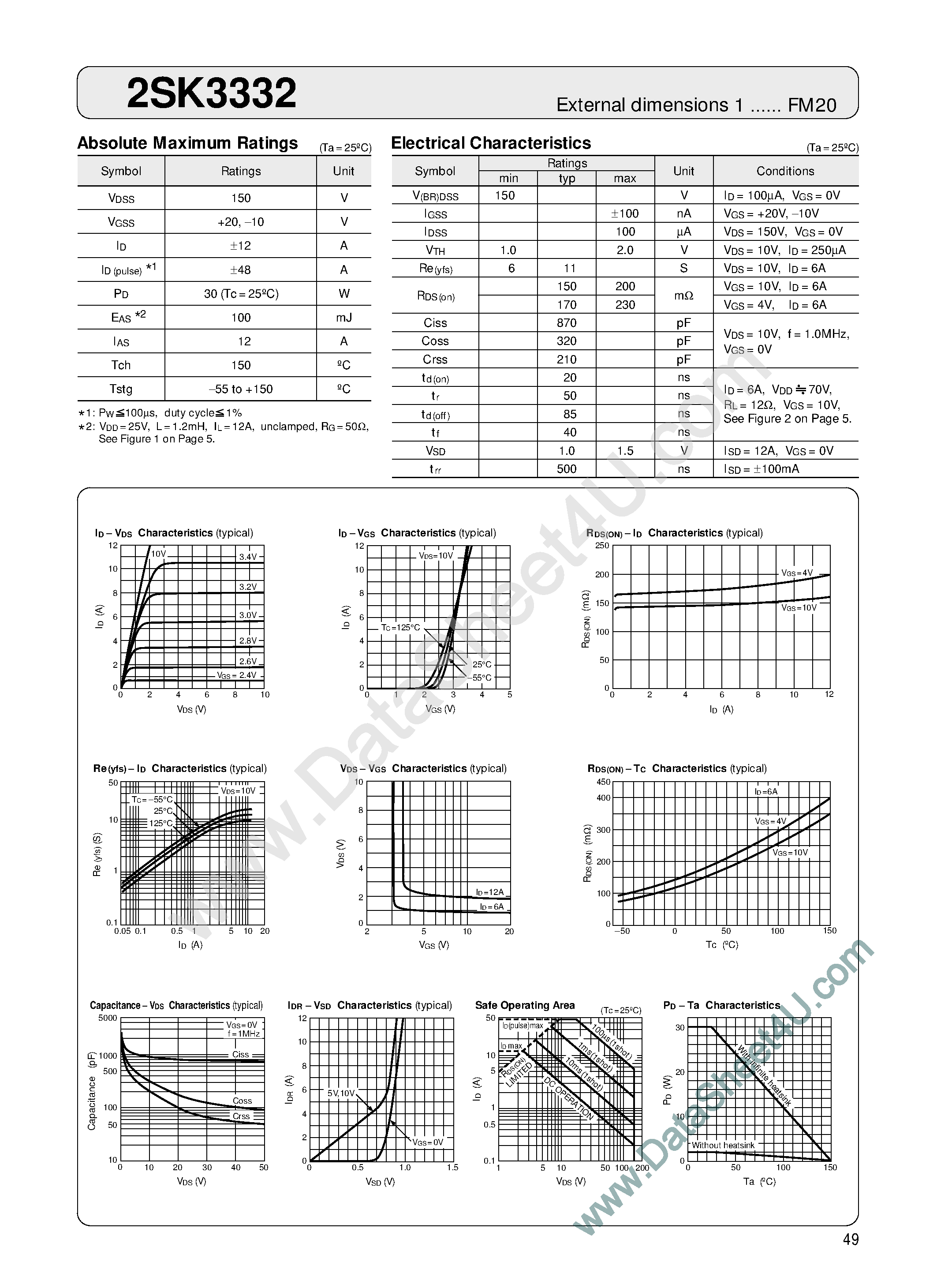 Даташит 2SK3332 - Transistor страница 1