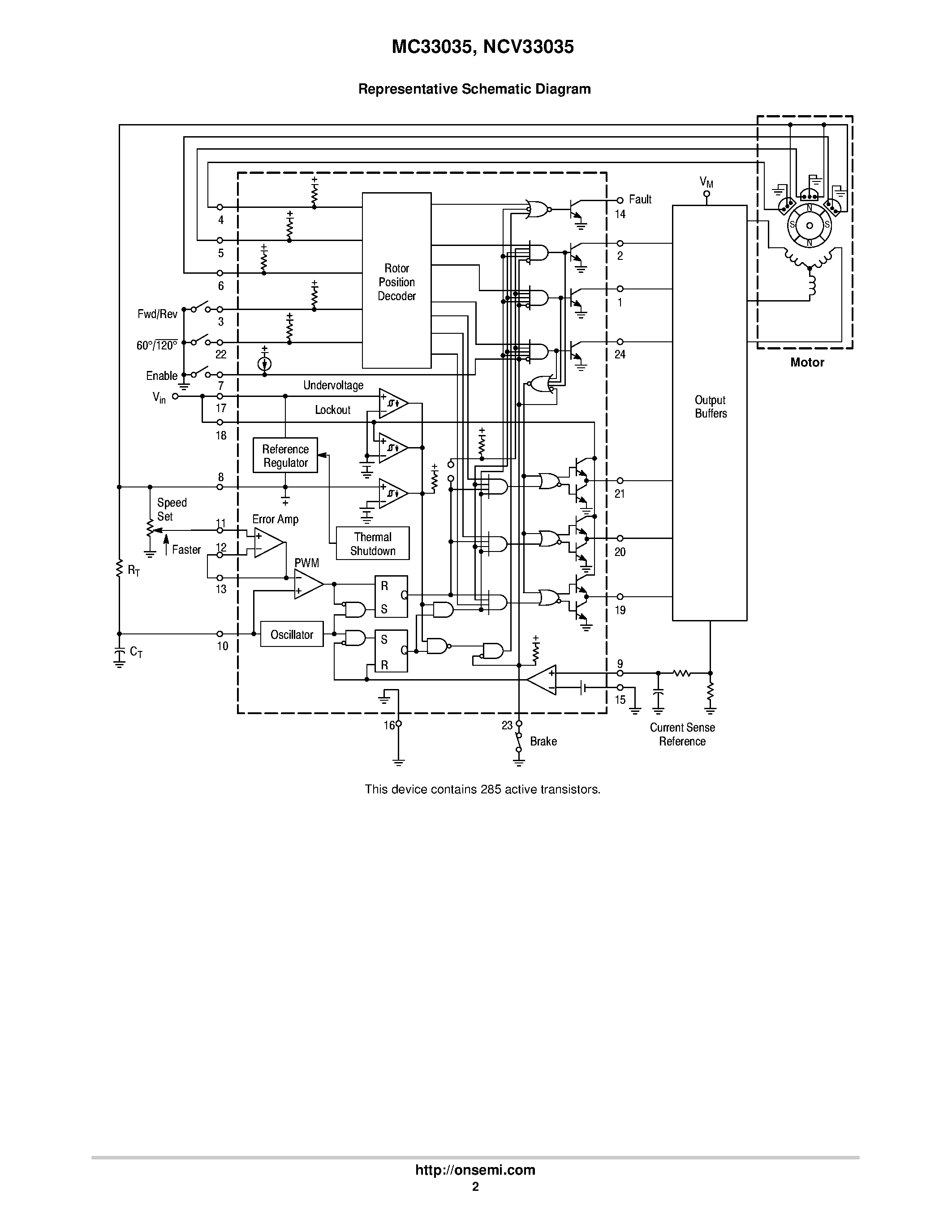 Даташит MC33035 - BRUSHLESS DC MOTOR CONTROLLER страница 2