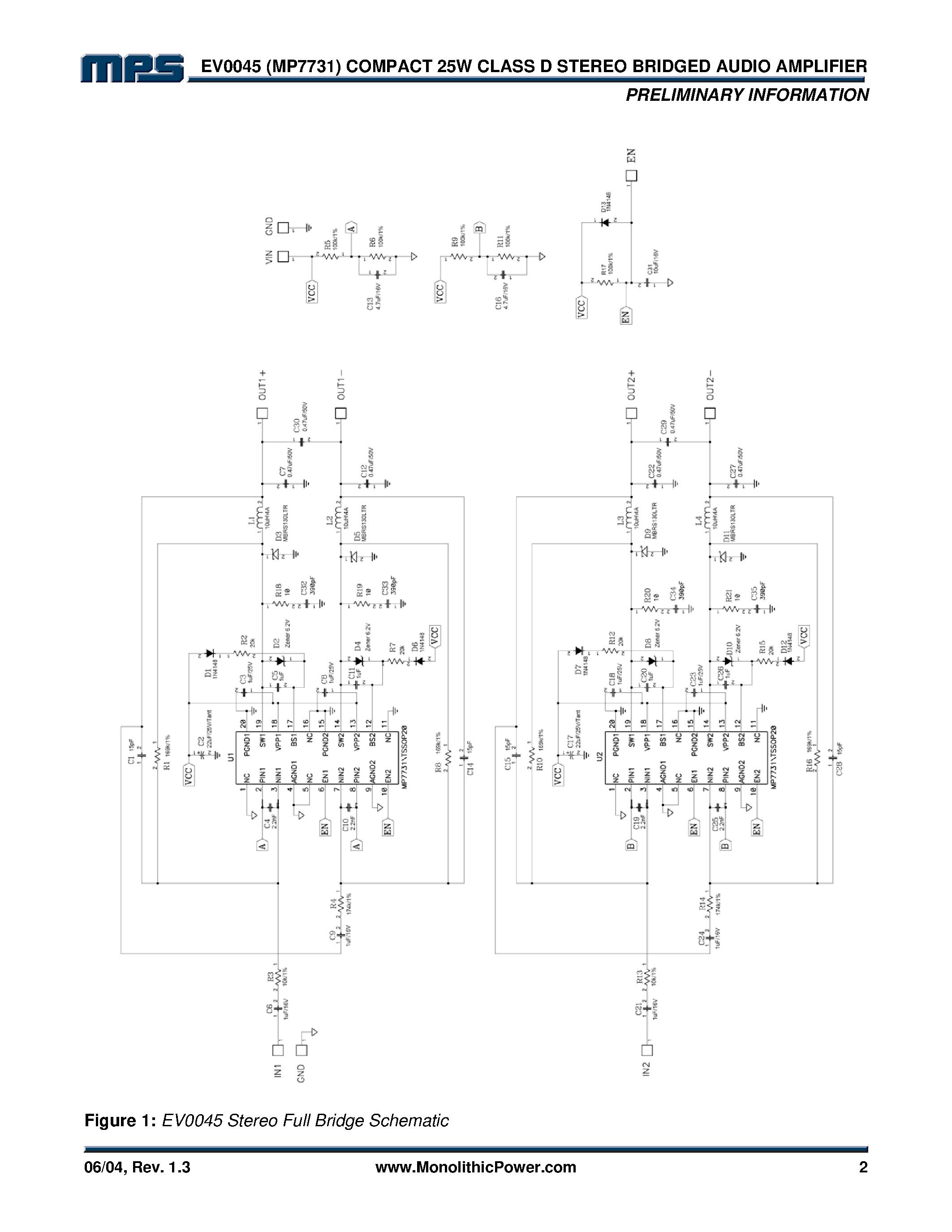 Даташит MP7731 - Stereo Bridge Audio Amplifier страница 2