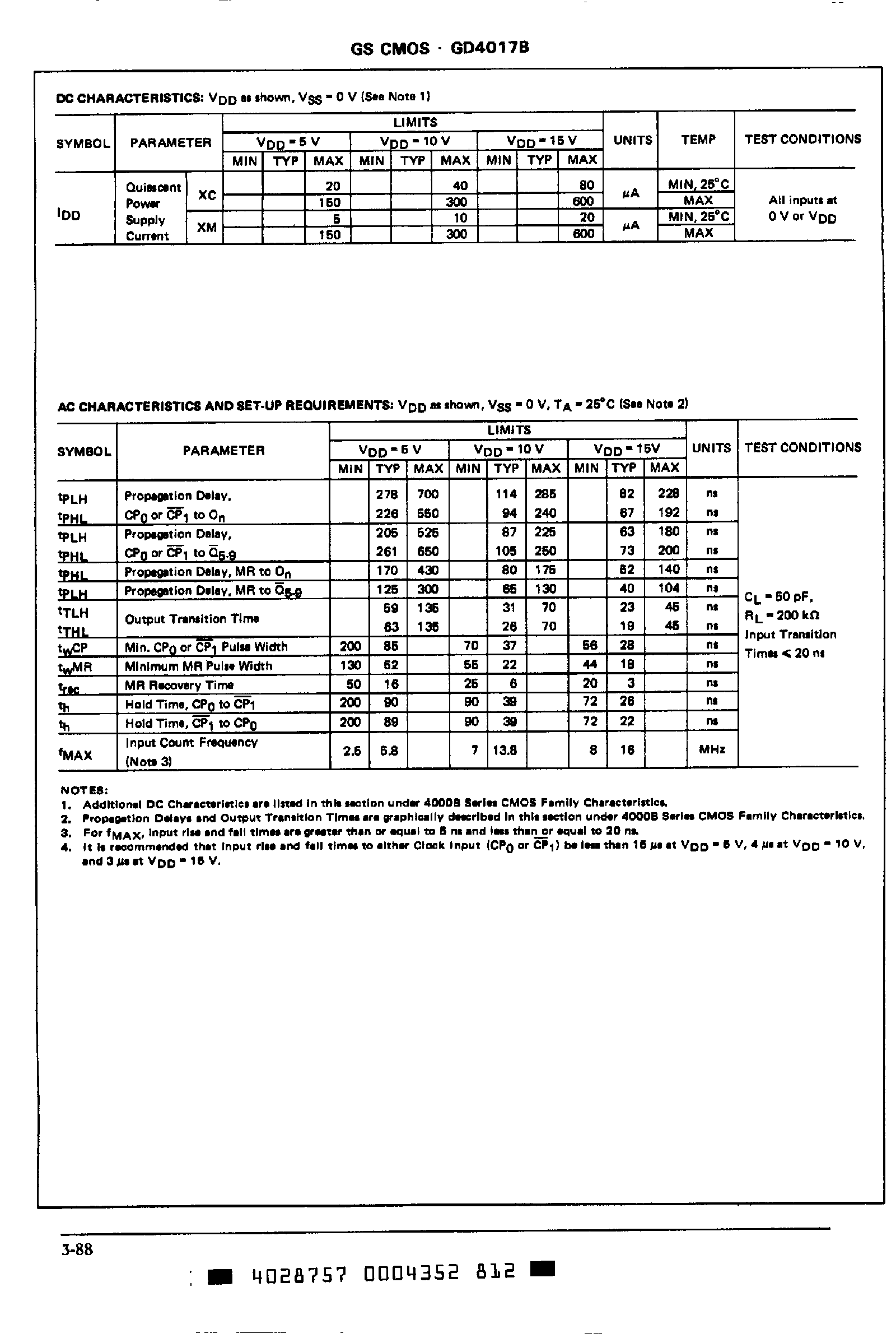 Datasheet GD4017B - 5-Stage Johnson Counter page 2