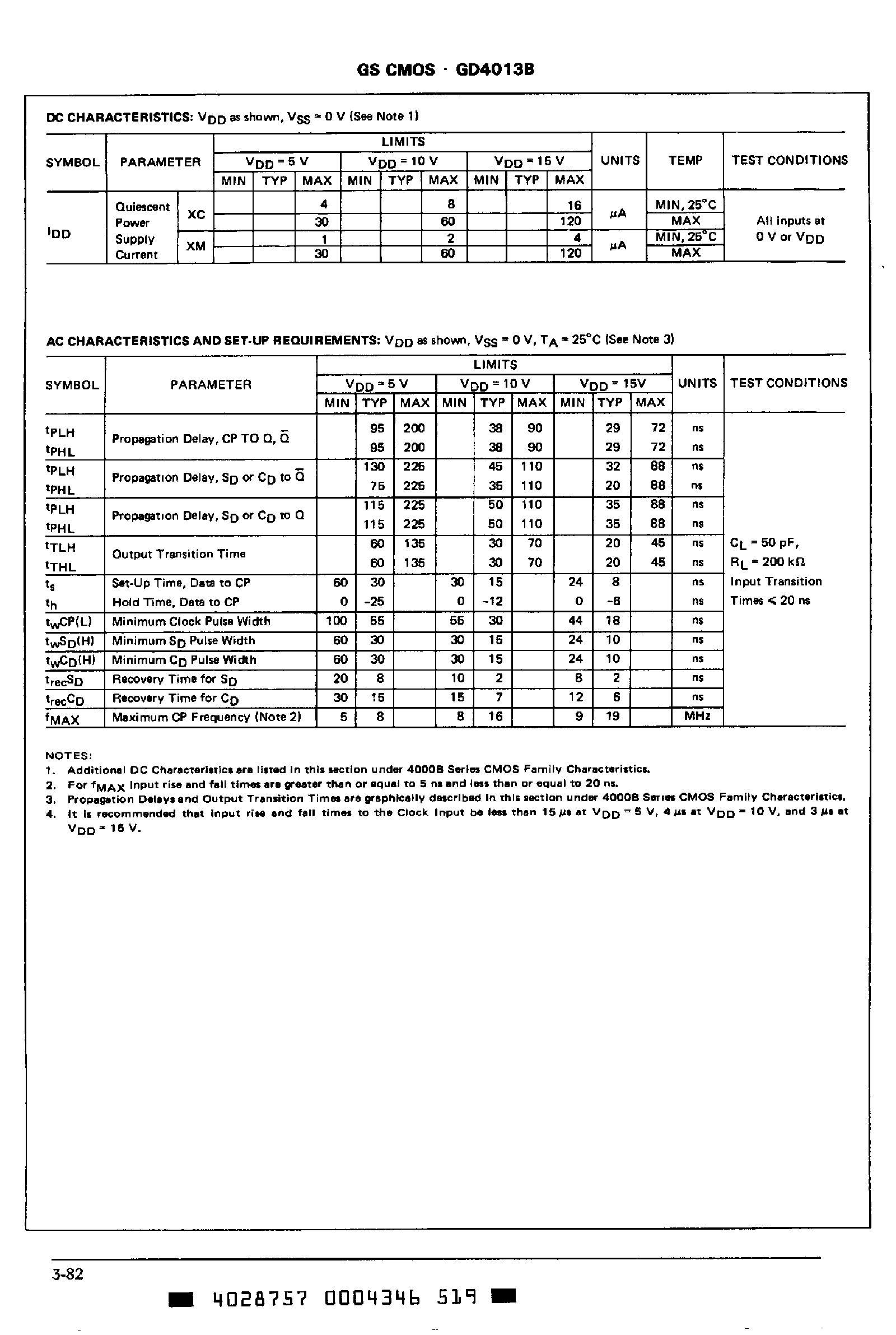 Datasheet GD4013B - Dual D Flip-Flop page 2