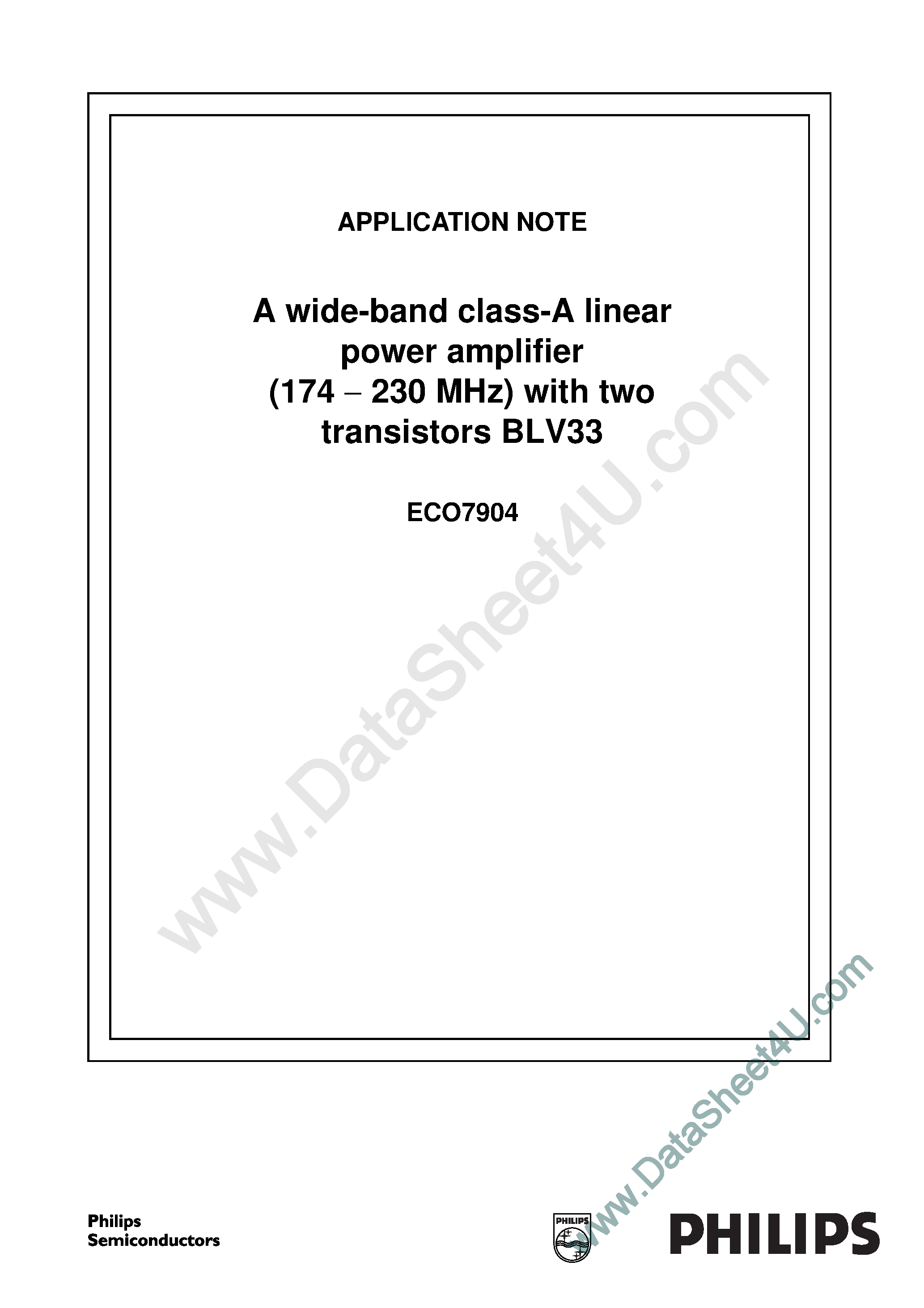 Datasheet ECO7904 - WideBand Class-A Linear Power Amplifiers page 1