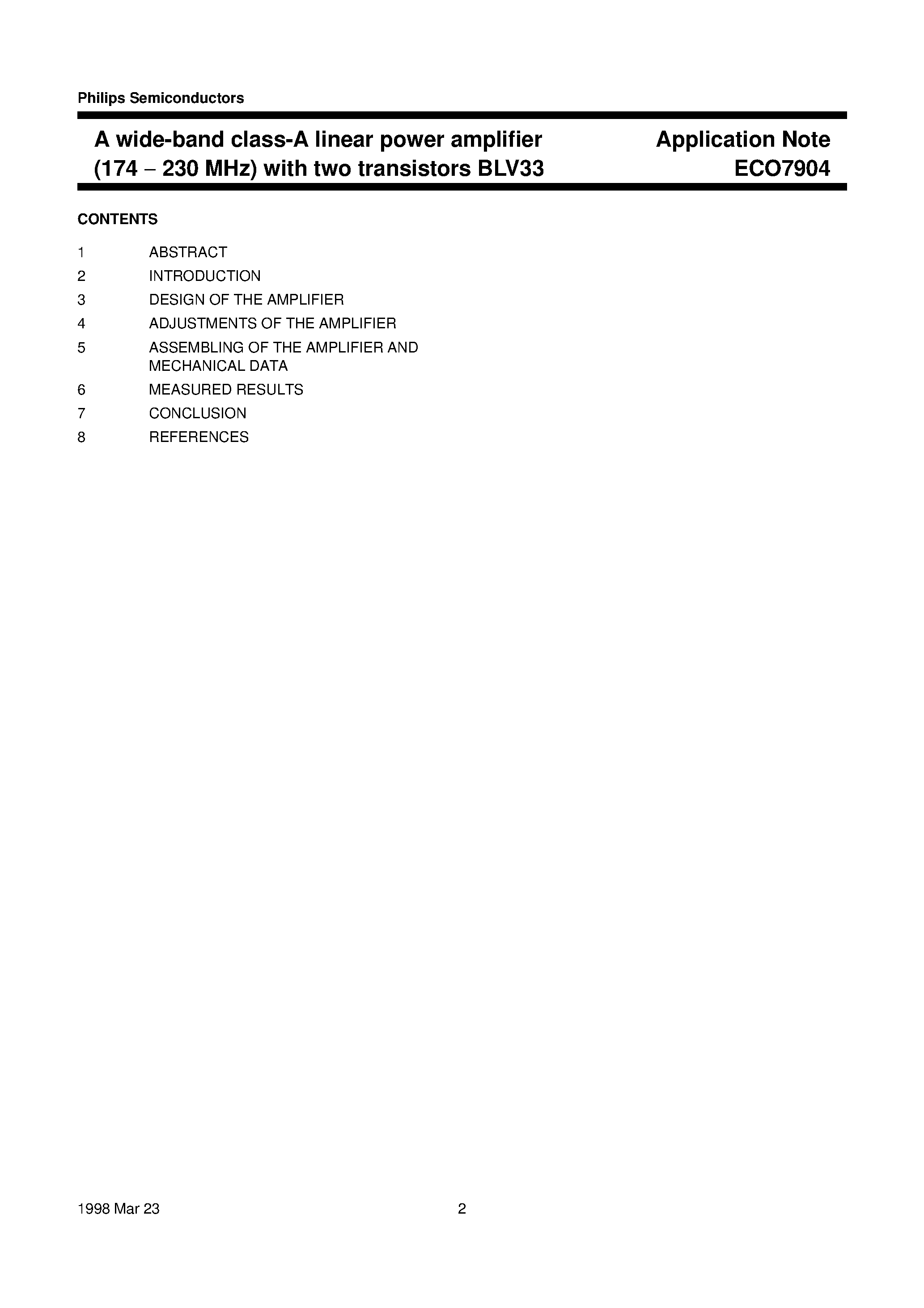 Datasheet ECO7904 - WideBand Class-A Linear Power Amplifiers page 2