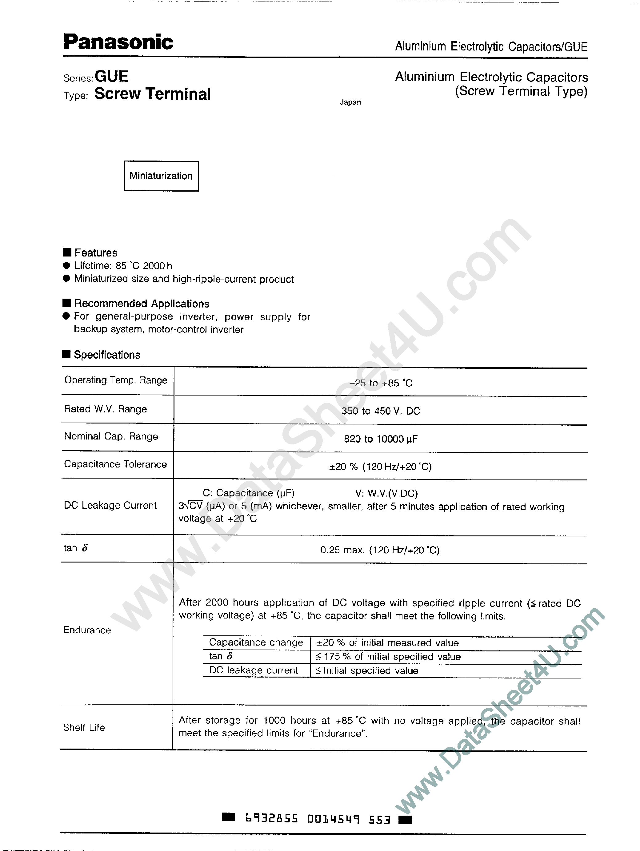 Datasheet ECO-Gxxxx page 1 Datasheet ECO-Gxxxx - Aluminium Electrolytic Capacitors page 1