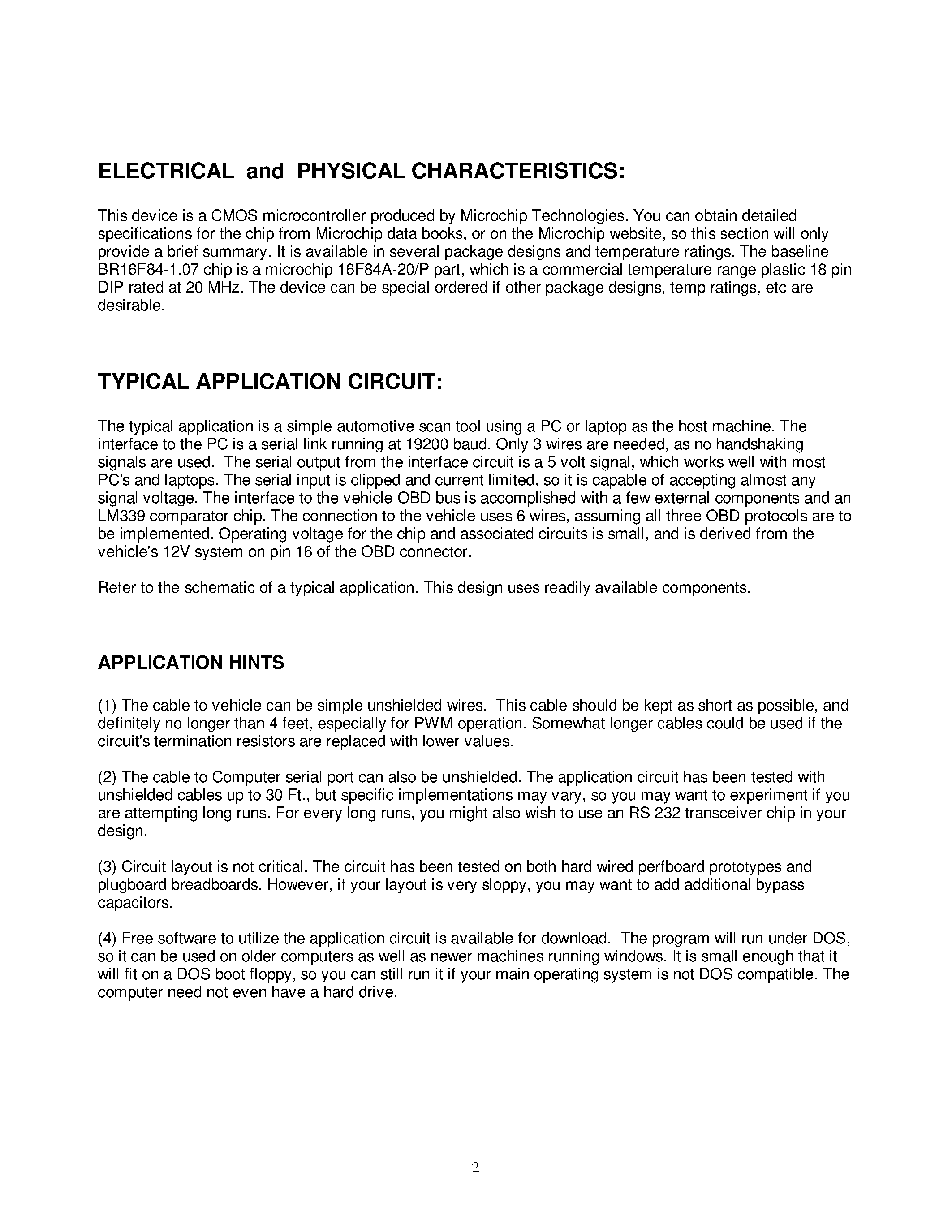 Datasheet BR16F84-1.07 - OBD II Interface Chip page 2