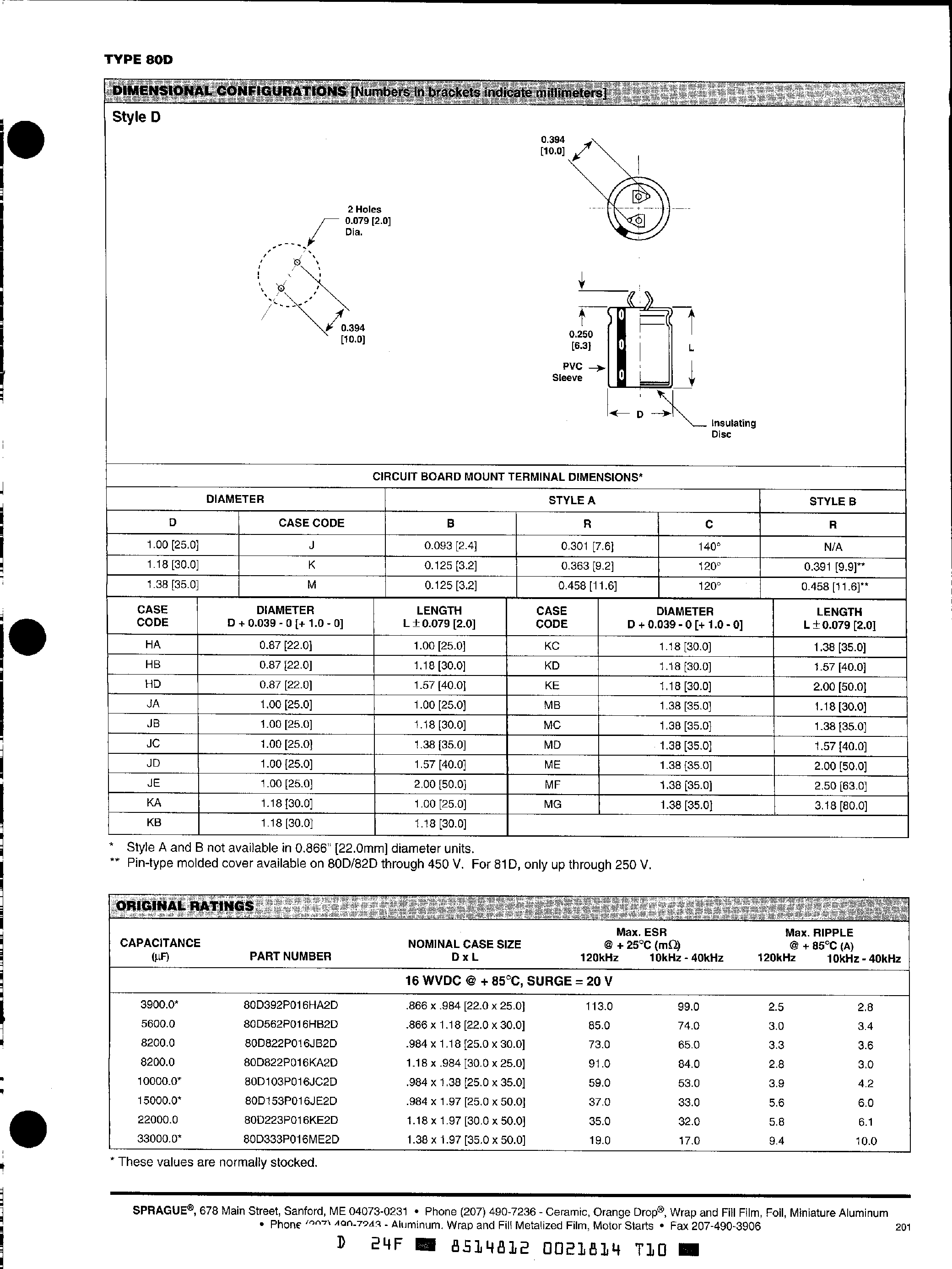 Datasheet 80D332P063JE2D - (80D Type) Aluminu Capacitors page 2