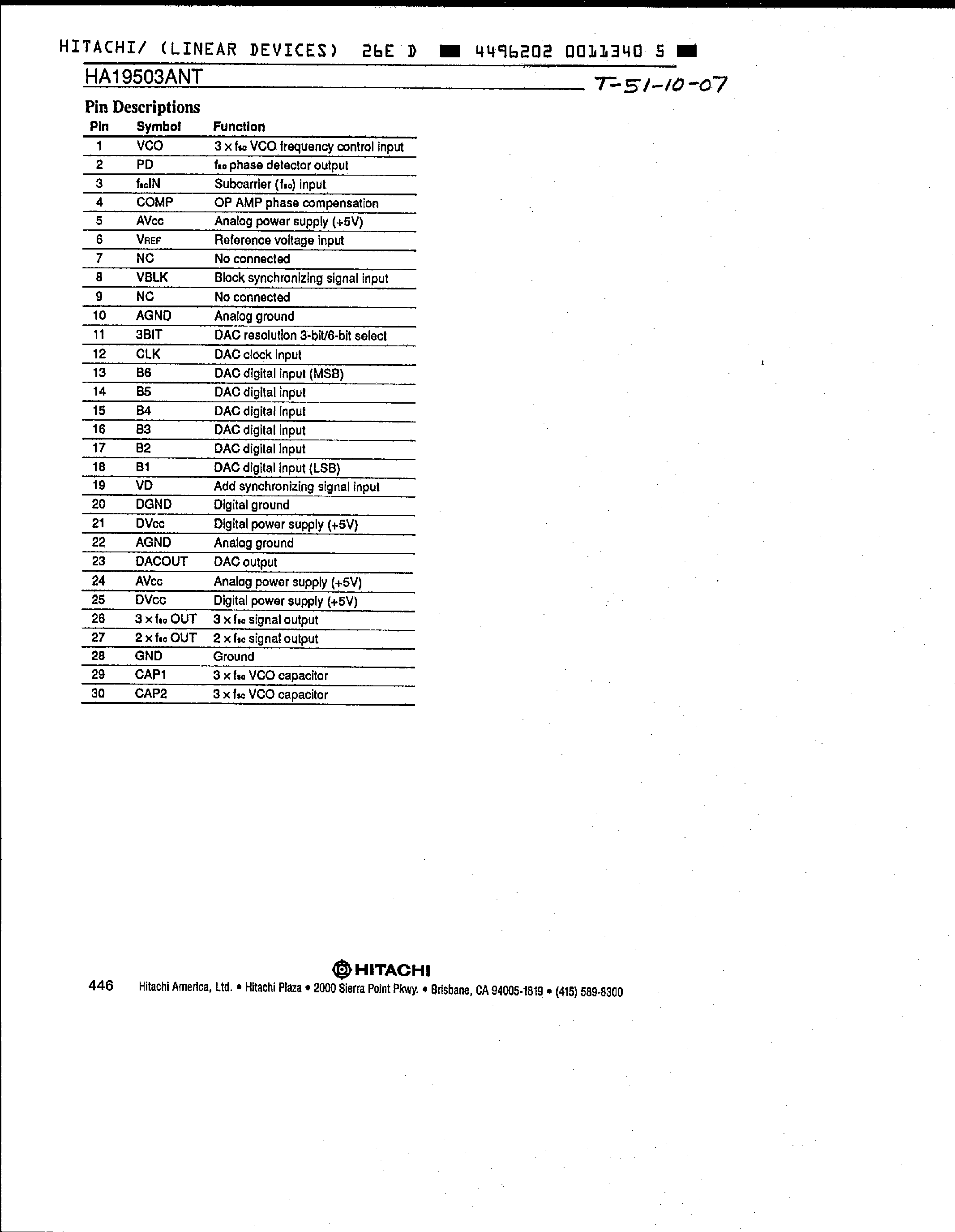Даташит на микросхему HA19503ANT страница 2 Даташит HA19503ANT - 6-Bit D/A Converter страница 2