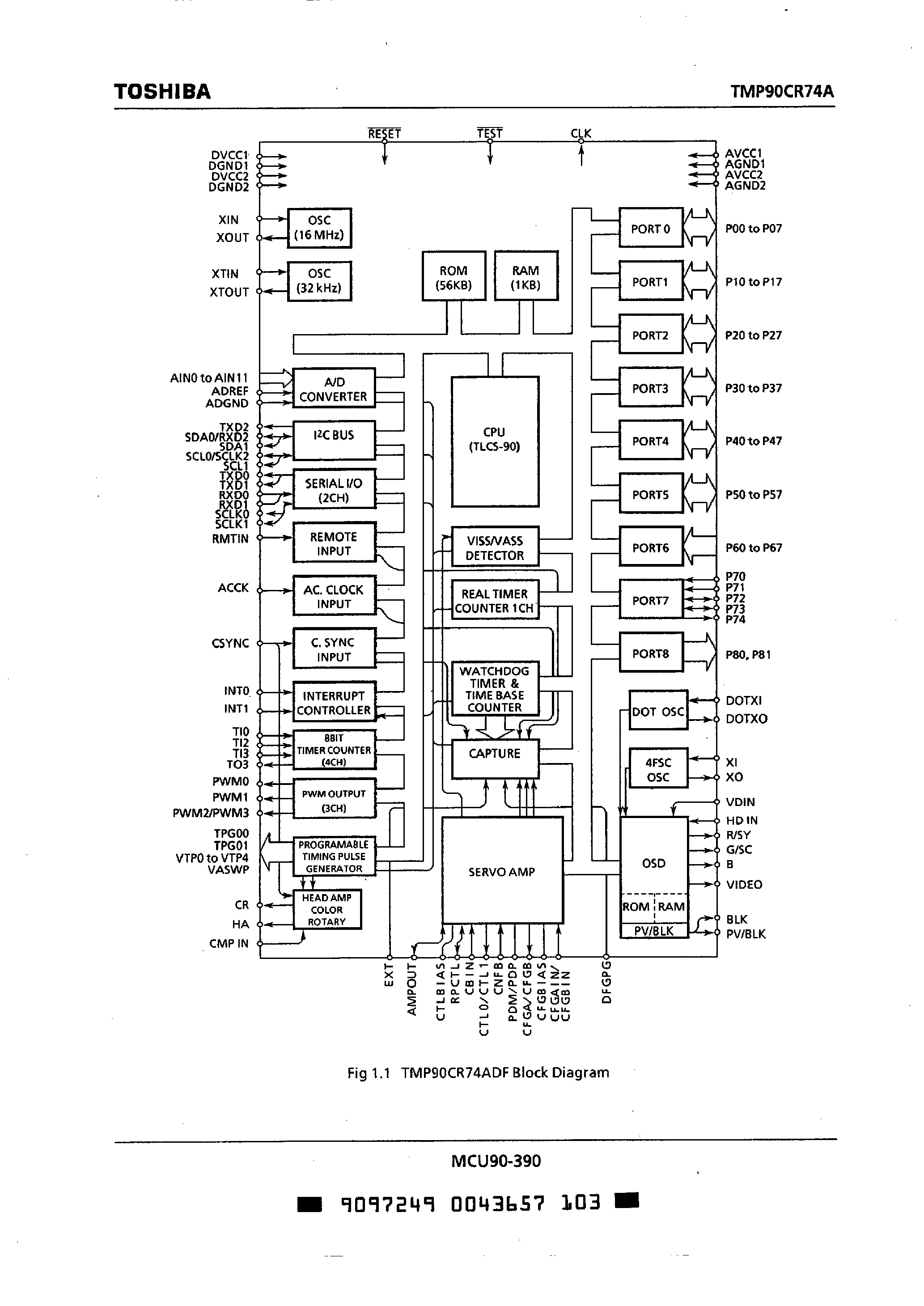 Datasheet TMP90CR74ADF - CMOS 8-Bit Microcontroller page 2