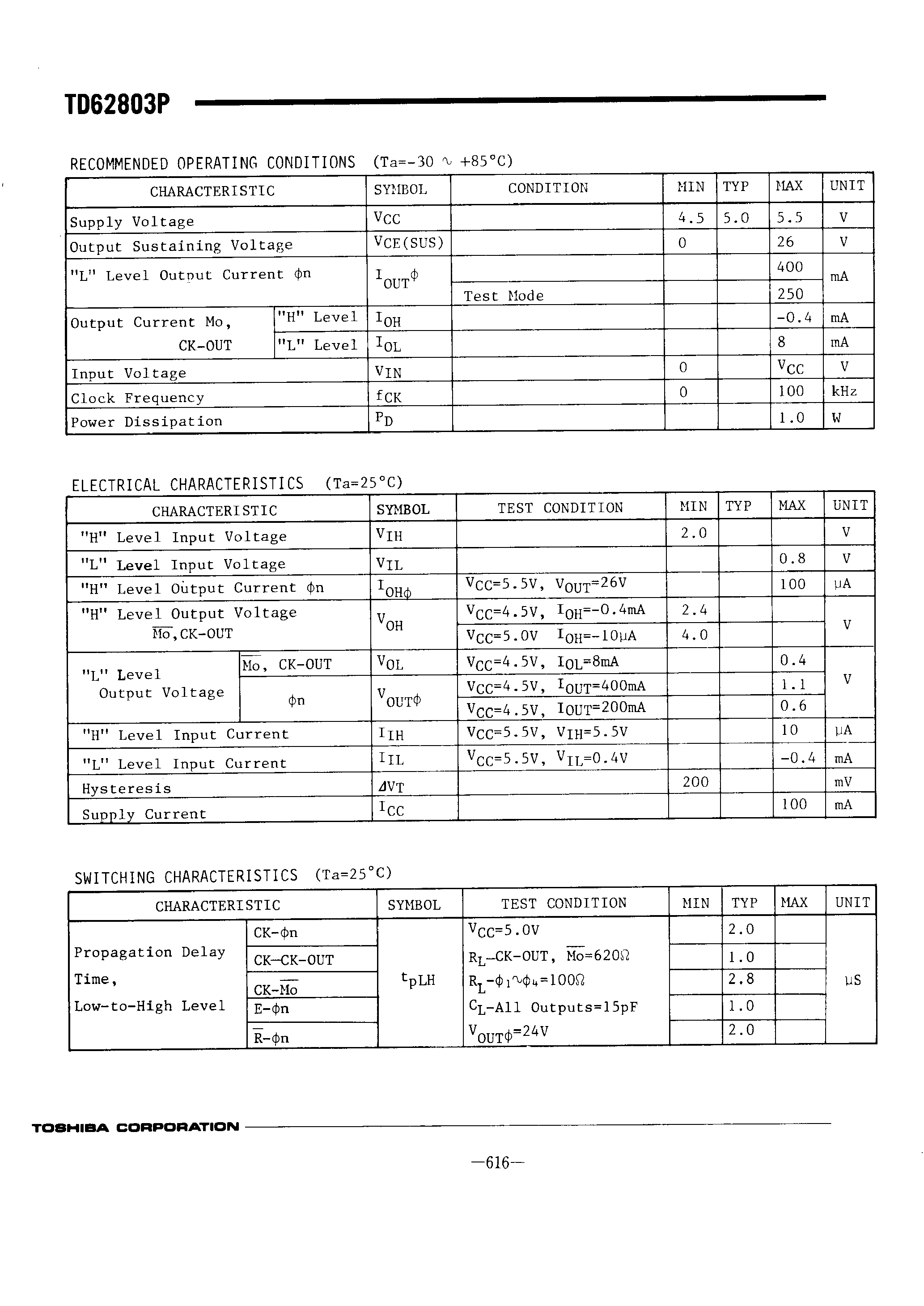 Даташит TD62803P - Stepping MOTOR CONTROLLER страница 2