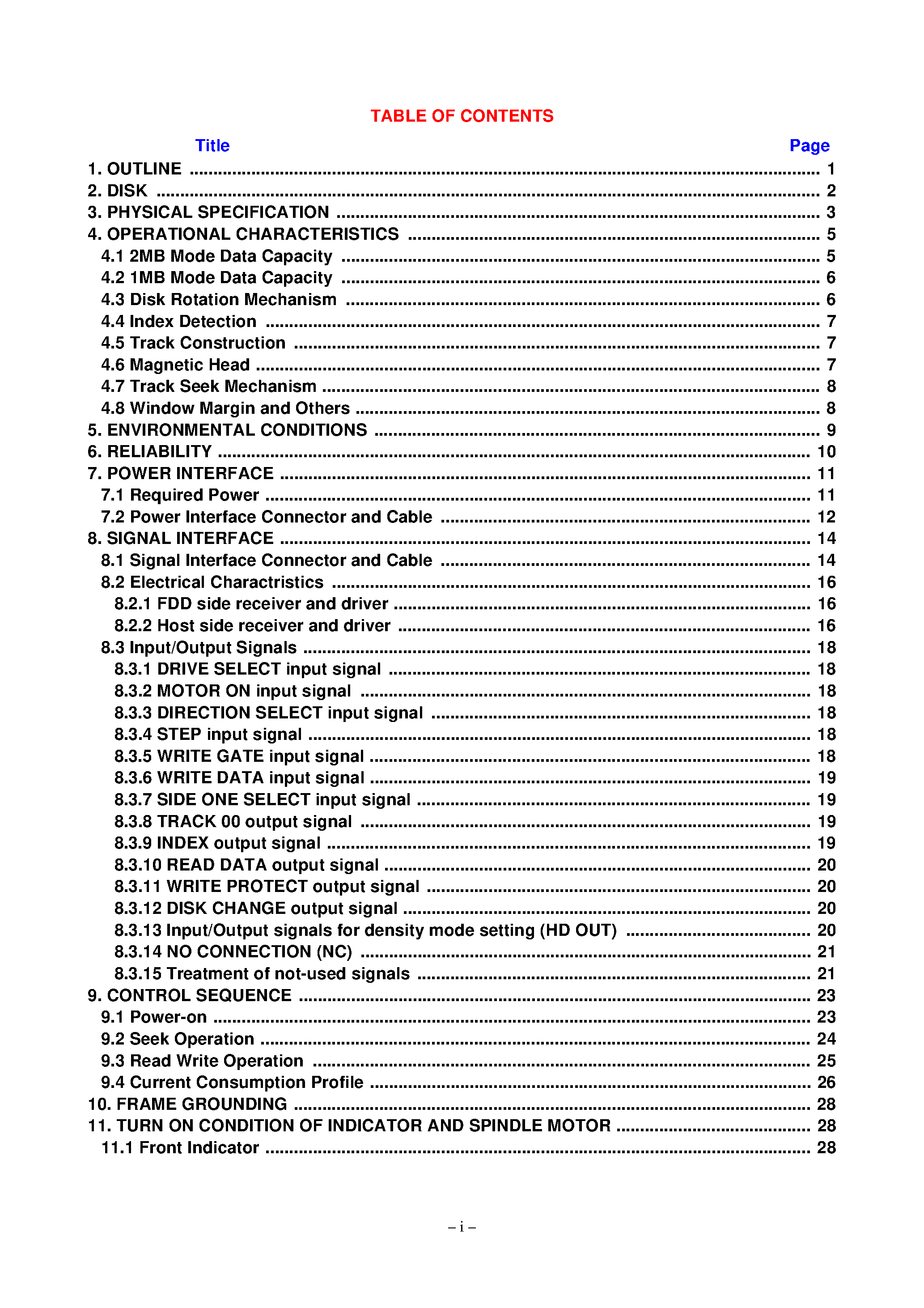 Datasheet FD-235HF-A429 page 2 Datasheet FD-235HF-A429 - Micro Floppy Disk Drive page 2