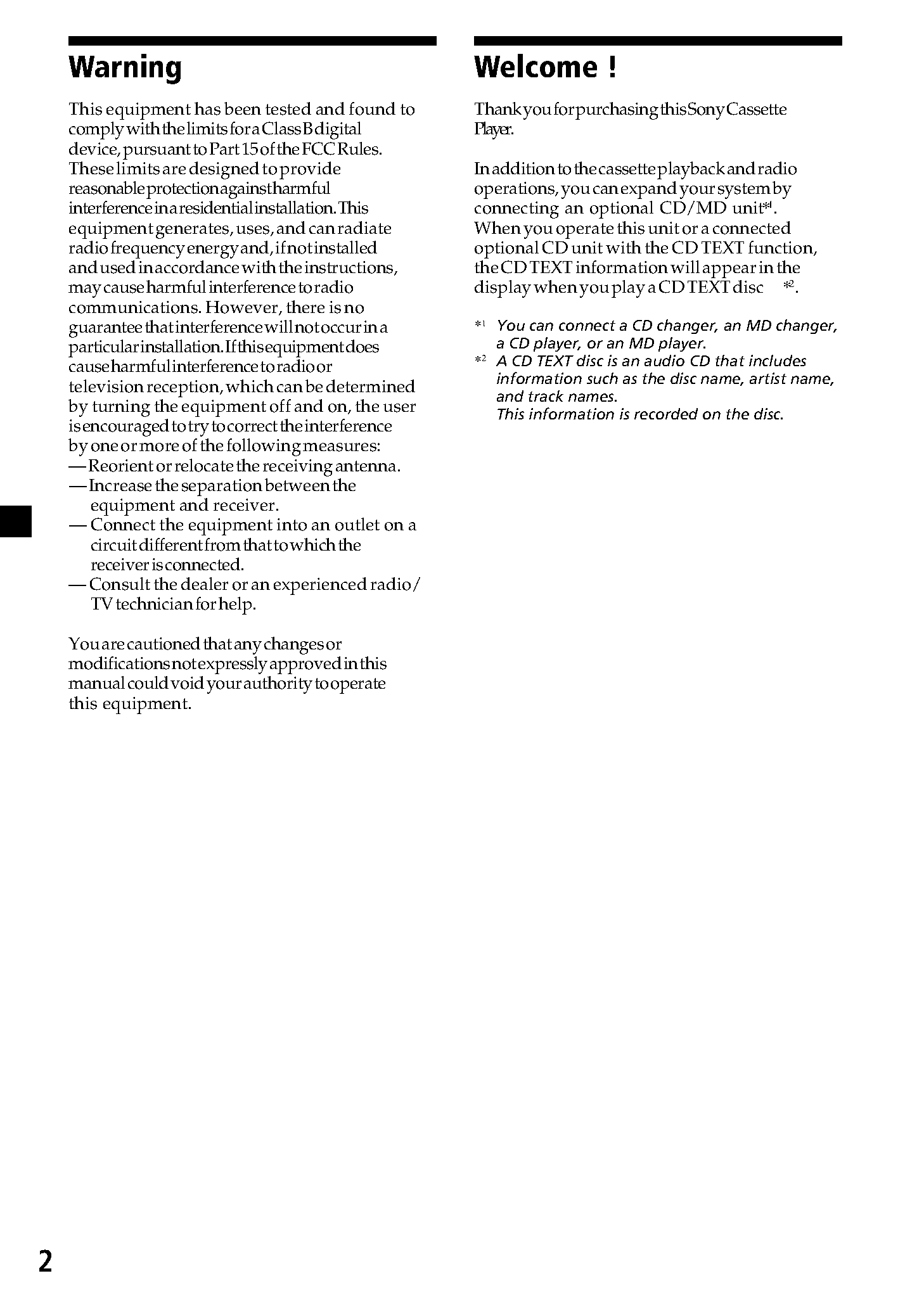 Datasheet XR-C2200 page 2 Datasheet XR-C2200 - (XR-C2200 / XR-C2300X) FM/AM Cassette Car Stereo page 2
