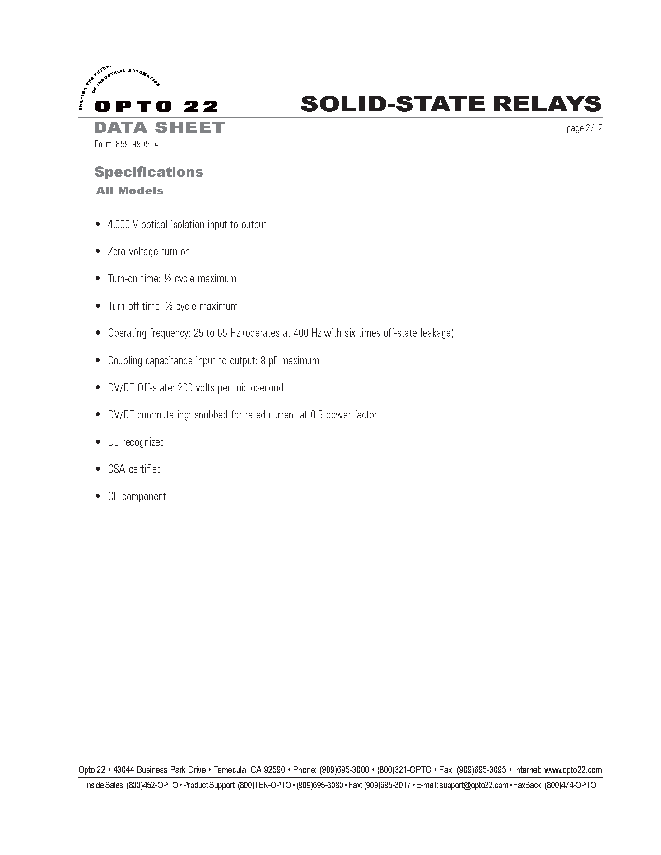 Даташит MP240D2 - (MP240D2 / MP240D4) Solid State Relays страница 2