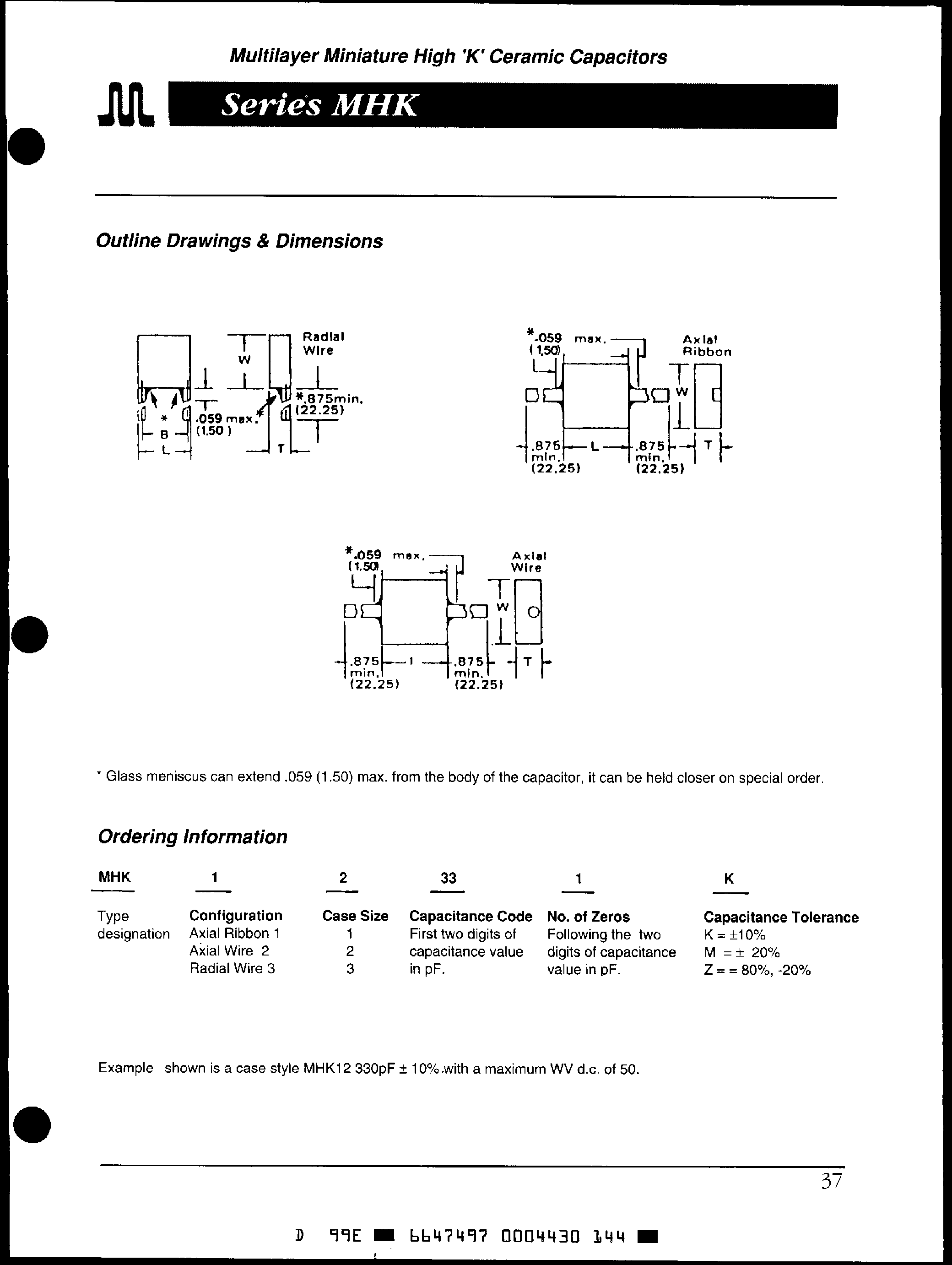 Datasheet MHKxxxxxK - MHK Series / Ceramic Capacitors page 2