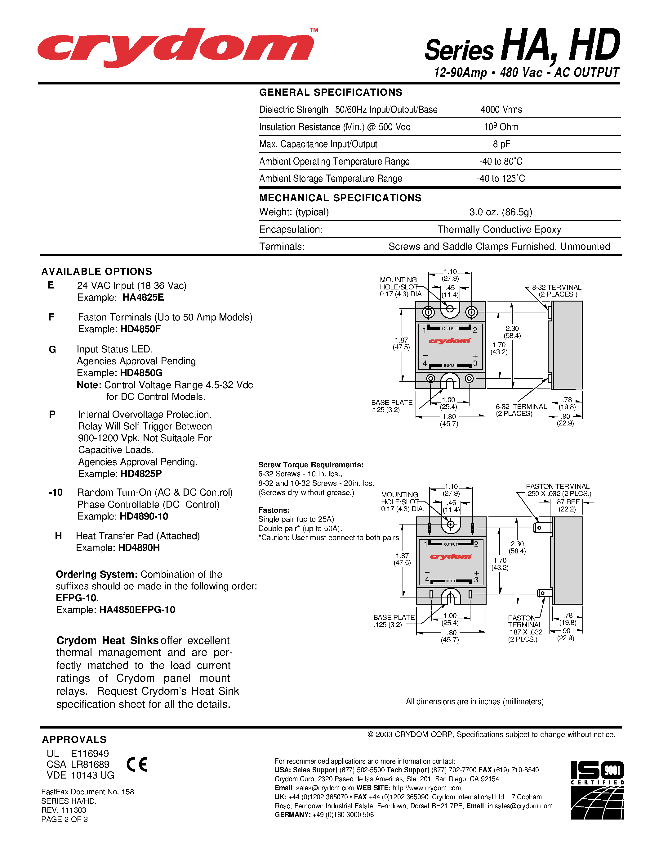 Даташит HD4812 - (HD Series) Solid-State Relay страница 2