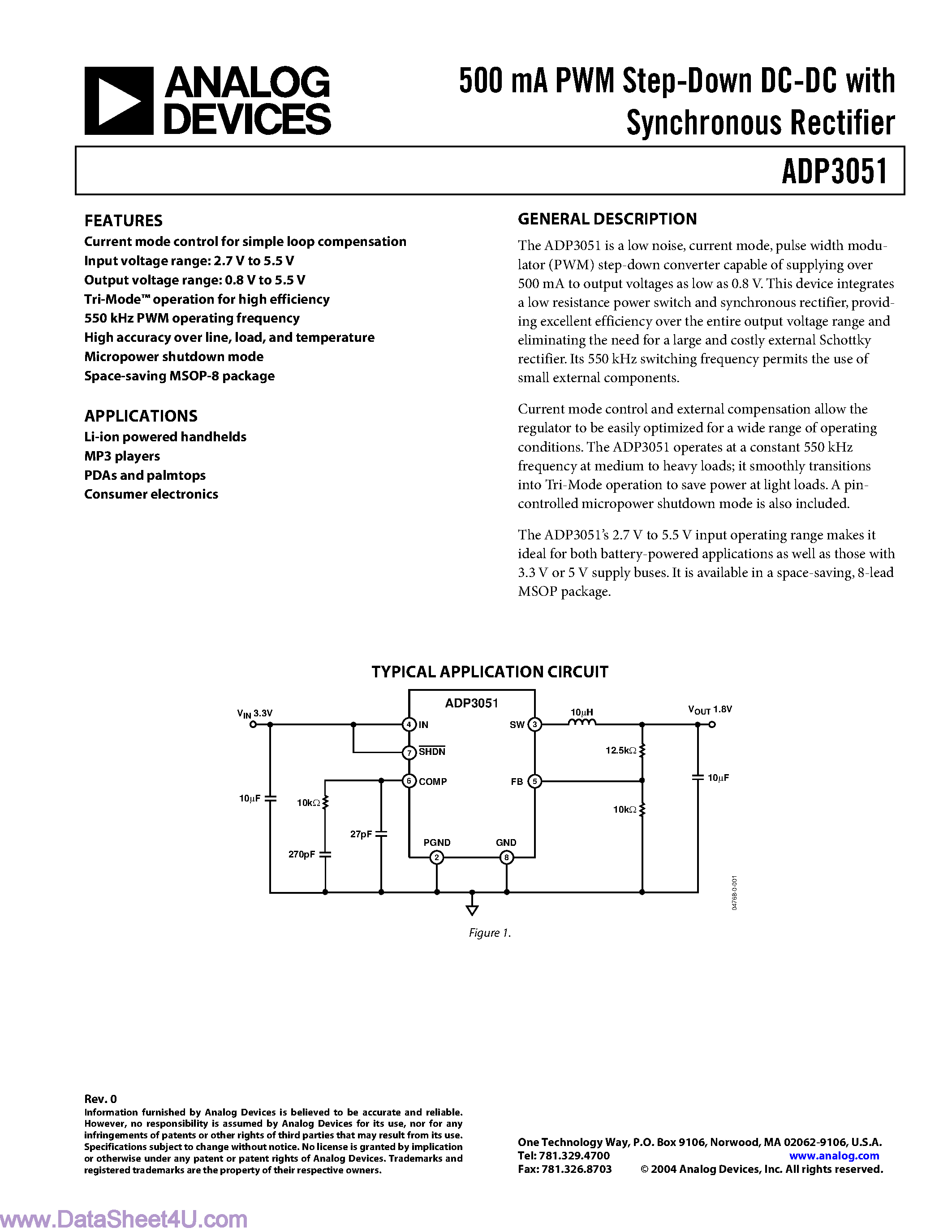 Datasheet ADP3051 - PWM Step Down DC-DC page 1