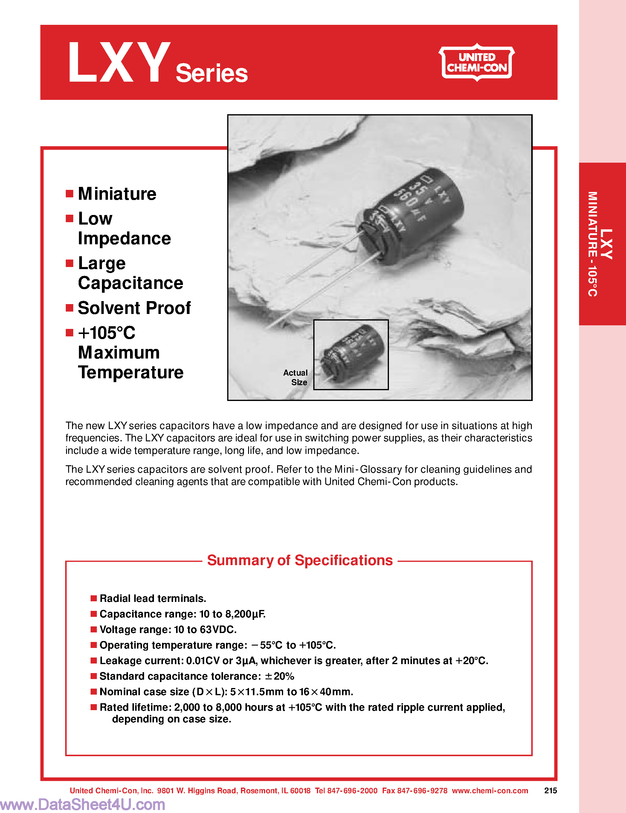 Datasheet LXY10VBxxxx - (LXY Series) Capacitor page 1
