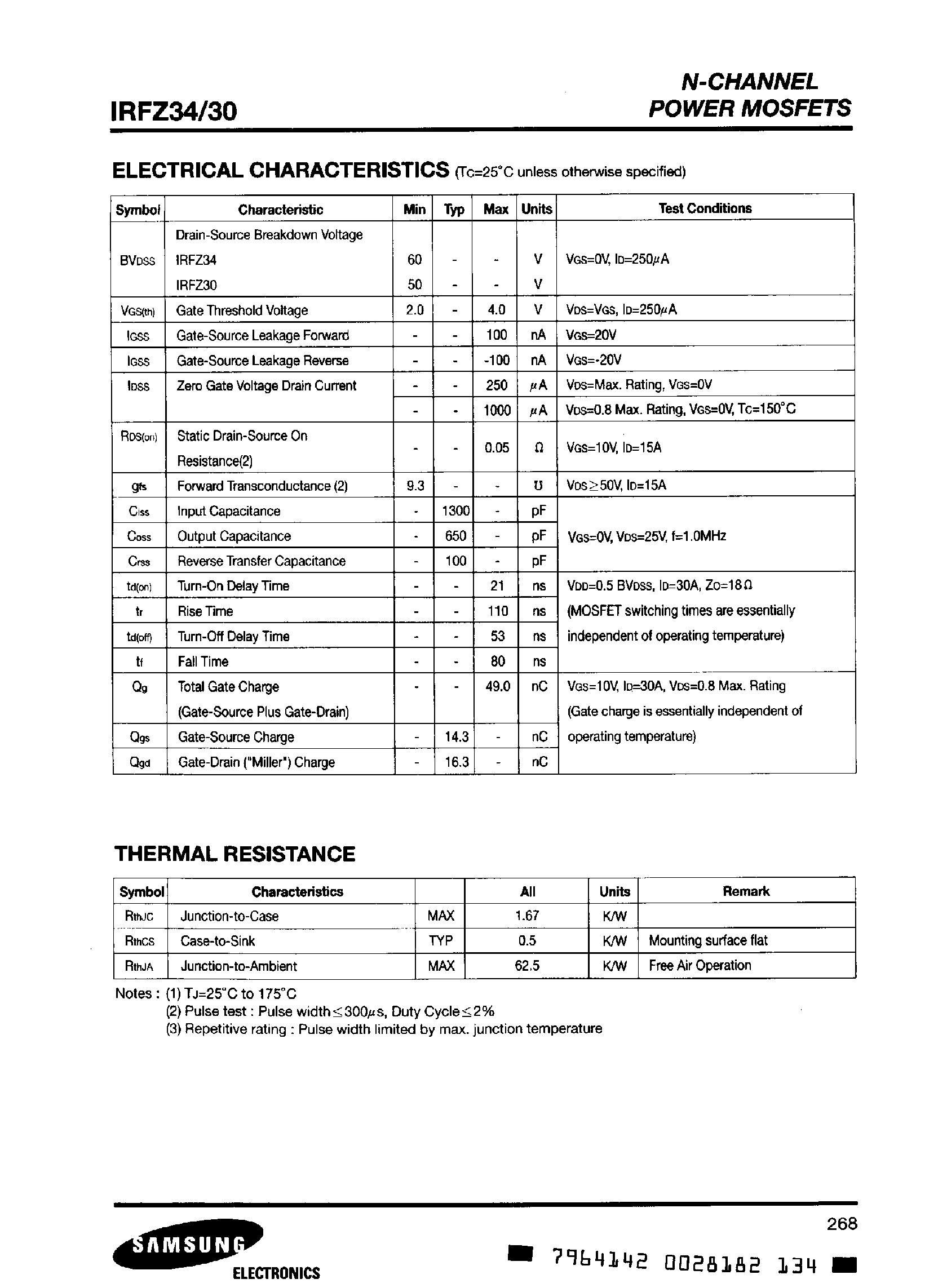 Datasheet IRFZ30 - (IRFZ30 / IRFZ34) N-Channel Power MOSFET page 2