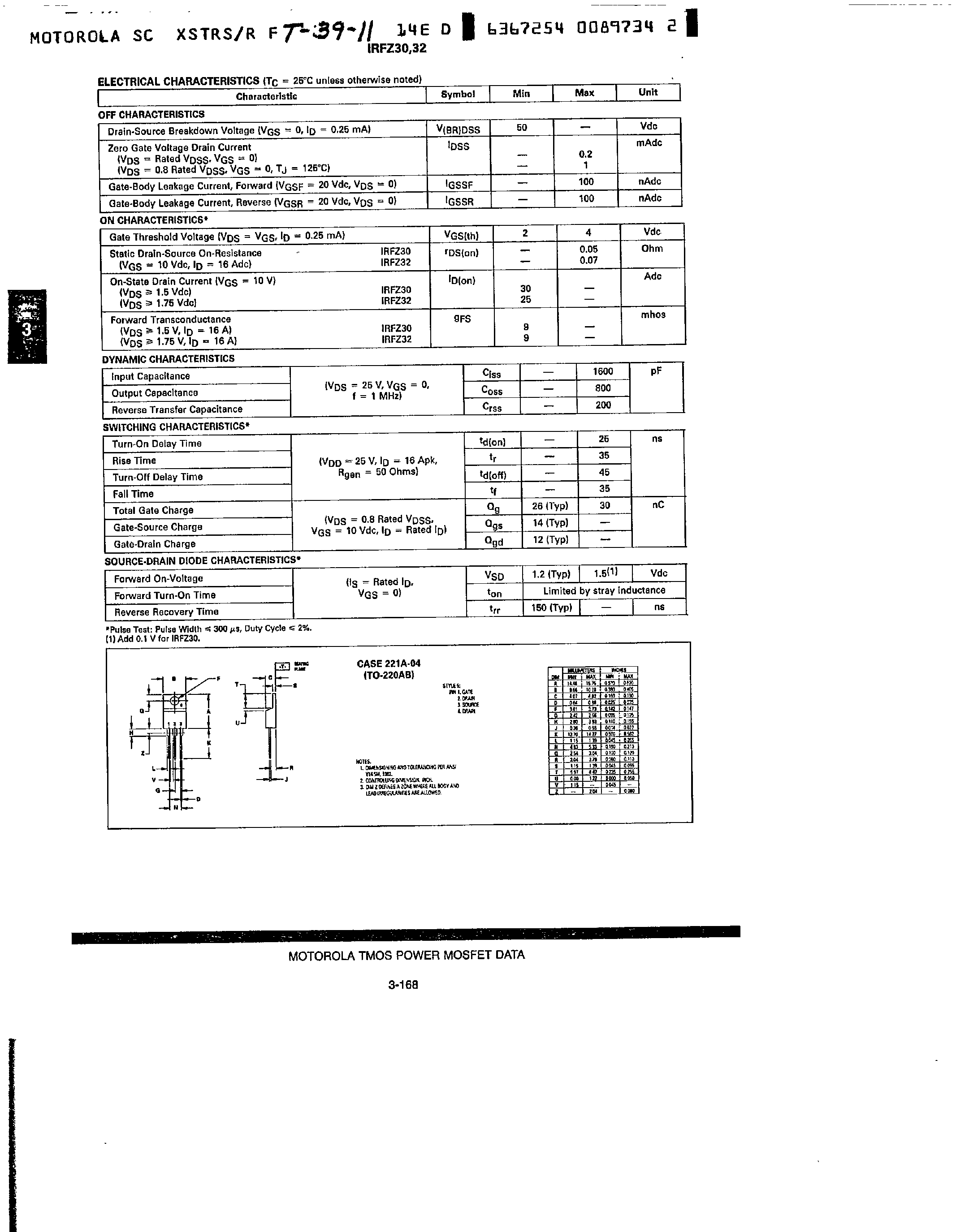 Datasheet IRFZ30 - (IRFZ30 / IRFZ32) Power Field Effect Transistors page 2