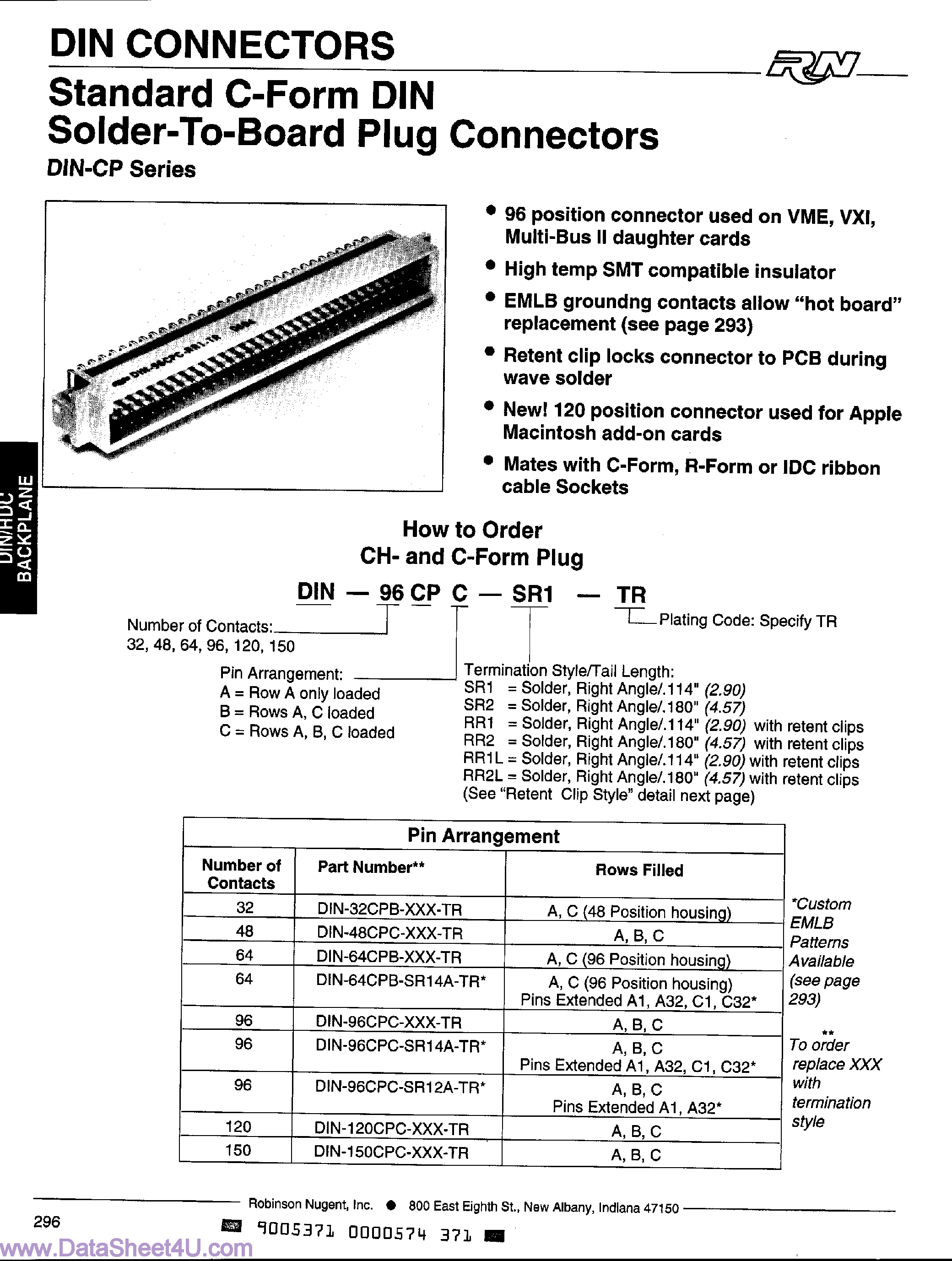 Даташит на микросхему DIN-120CPx-xxx страница 1 Даташит DIN-120CPx-xxx - DIN Connectors страница 1