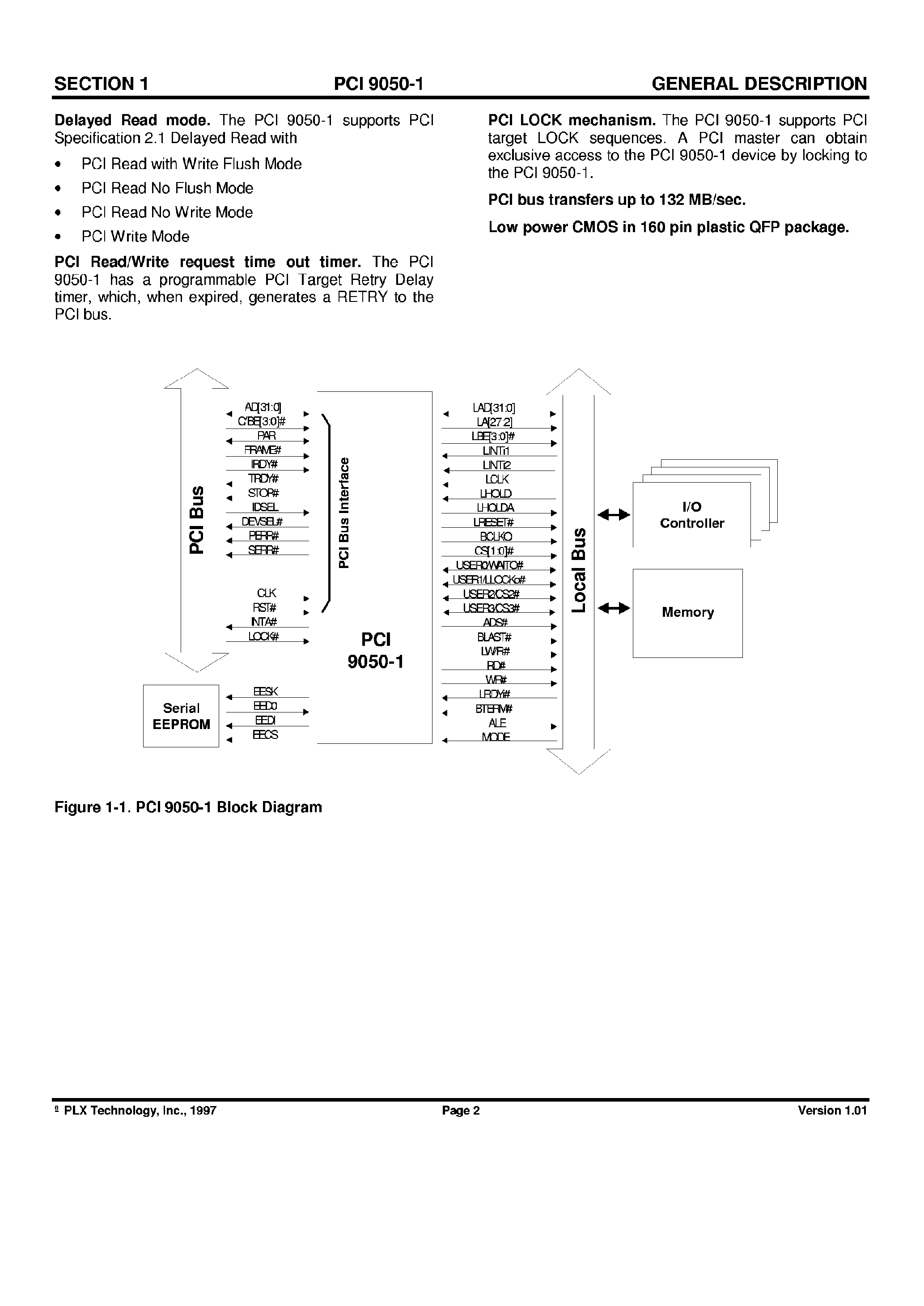 Даташит PCI9050-1 - PCI Bus Target Interface Chip страница 2