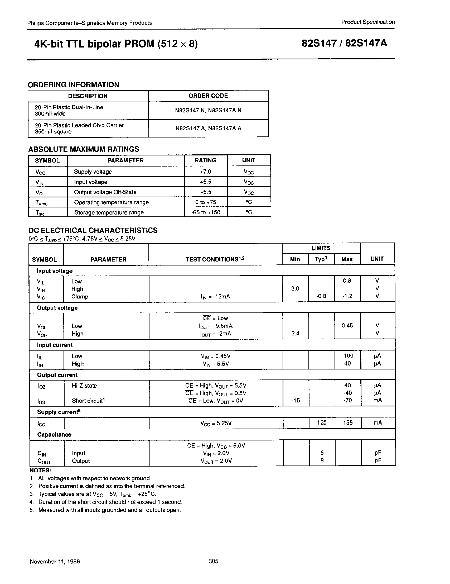 Datasheet 82S147 - 4K-BIT TTL BIPLOAR PROM page 2